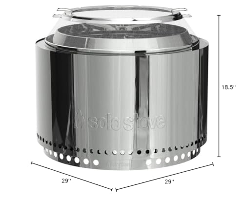 Solo Stove Yukon 2.0, 27 Inch Smokeless Fire Pit with Removable Ash Pan - Wood Burning Portable Stainless Steel Outdoor Fireplace, Stainless Steel, Ideal for 6 or More People, 38 lbs
