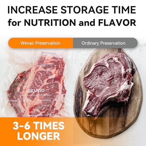 Wevac 11” x 150’ Food Vacuum Seal Roll Keeper with Cutter, Ideal Vacuum Sealer Bags for Food Saver, BPA Free, Commercial Grade, Great for Storage, Meal prep and Sous Vide