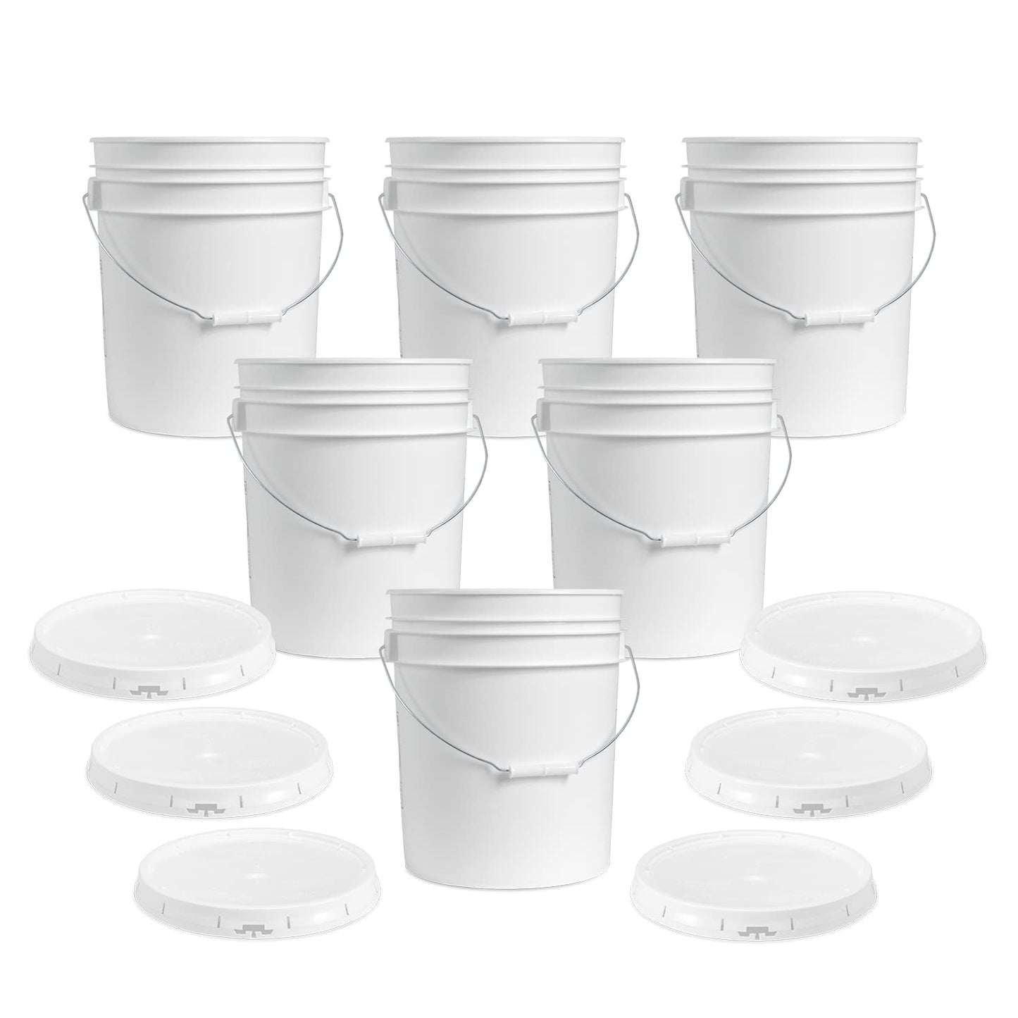 ePackageSupply 5 Gallon White Bucket & Lid, Made in The USA, Durable 90 Mil All Purpose Pail, Food Grade, Contains No BPA Plastic, Premium HPDE, 6 Pack