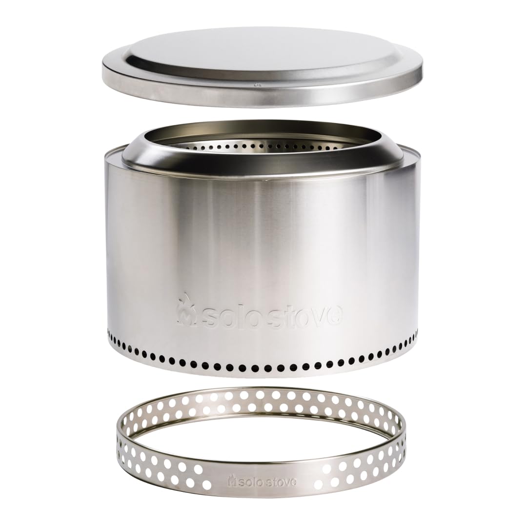 Solo Stove Yukon 2.0, 27 Inch Smokeless Fire Pit with Removable Ash Pan - Wood Burning Portable Stainless Steel Outdoor Fireplace, Stainless Steel, Ideal for 6 or More People, 38 lbs