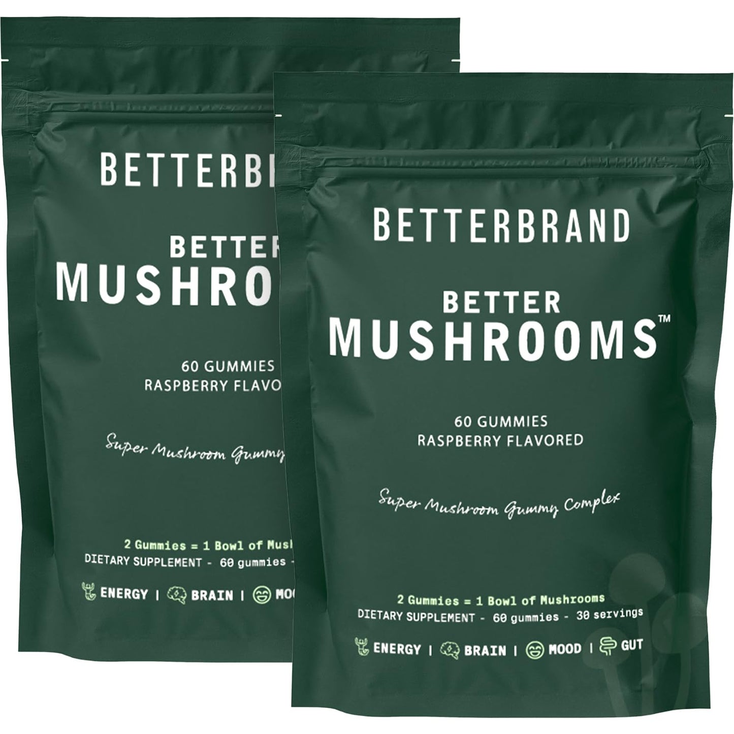 Betterbrand BetterMushrooms Mushroom Gummies to Support Gut Health, Metabolism, Energy, Focus - Lion's Mane, Cordyceps, Chaga & Maitake Mushroom Supplement - Maintains Healthy Immune System