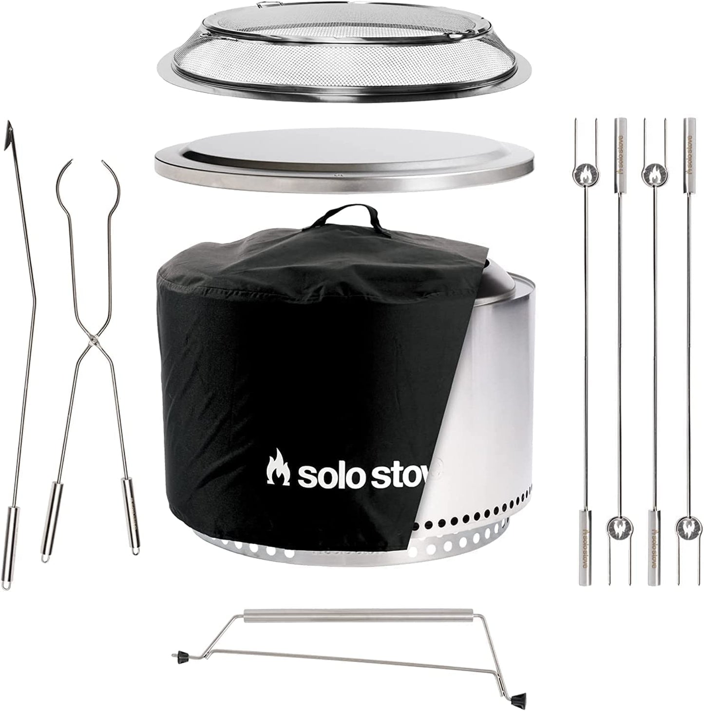 Solo Stove Yukon 2.0, 27 Inch Smokeless Fire Pit with Removable Ash Pan - Wood Burning Portable Stainless Steel Outdoor Fireplace, Stainless Steel, Ideal for 6 or More People, 38 lbs