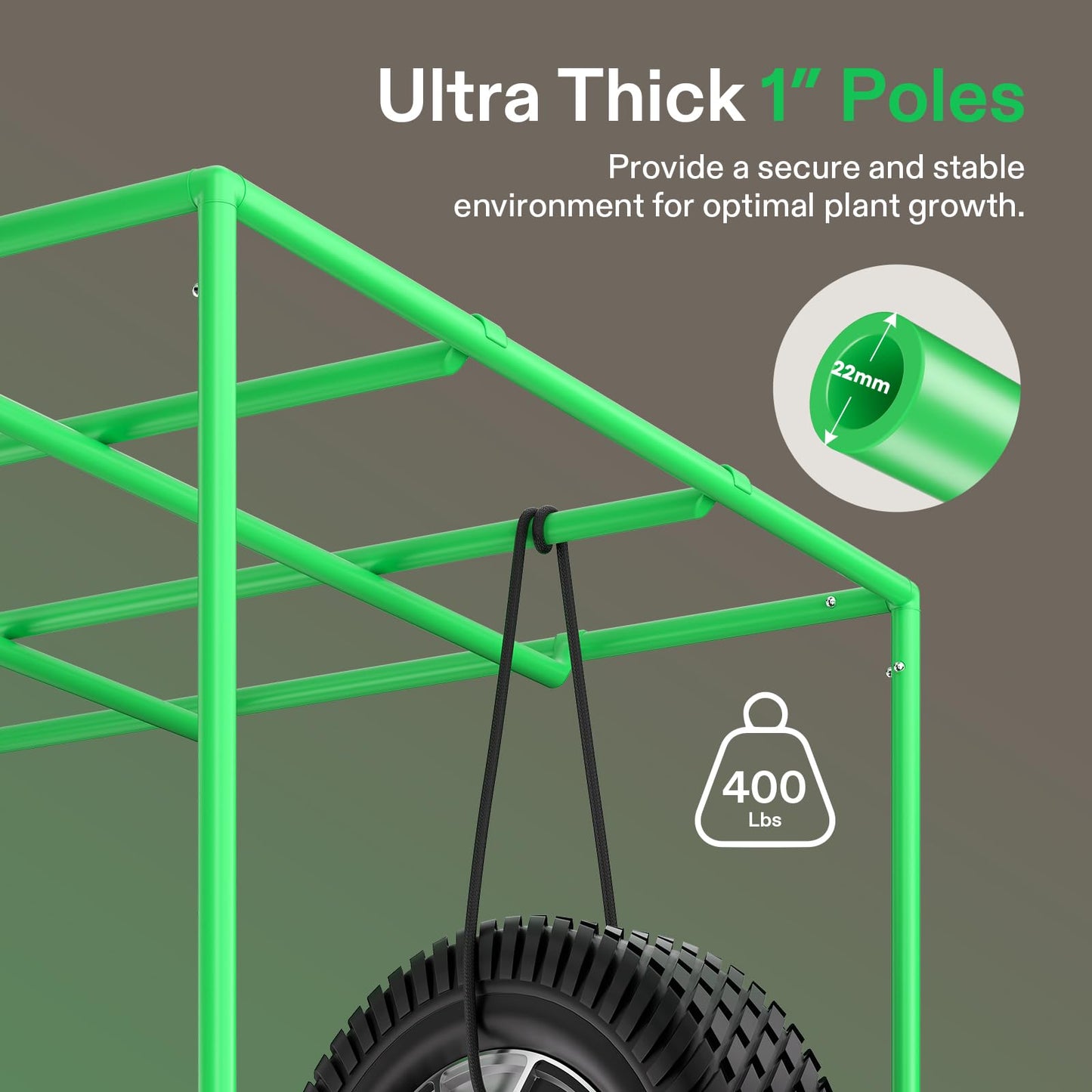VIVOSUN P224 24"×24"×48" PRO Grow Tent, with Thick 1 inch Poles, Strengthened High Reflective Mylar Oxford Fabric & Extra Hanging Bars for Hydroponics Indoor Plant for AeroLight A100, No High CFM Kit