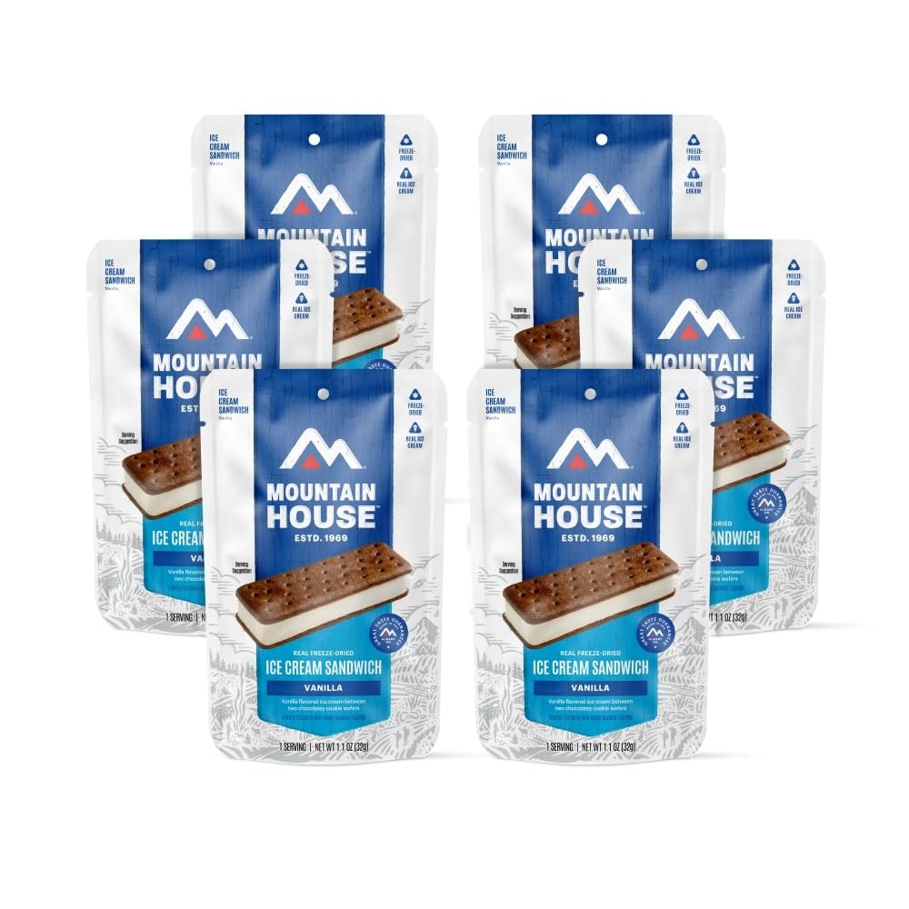 Mountain House Vanilla Ice Cream Sandwich | Freeze Dried Backpacking & Camping Food | 1 Serving