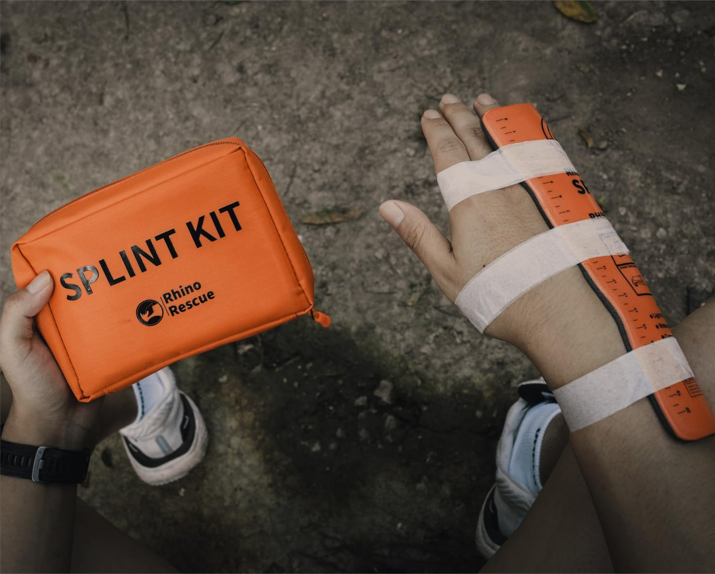 RHINO RESCUE First Aid Splint 36" X 4.3" Orange-Gray, Keep Bones in Position (1, Folded)
