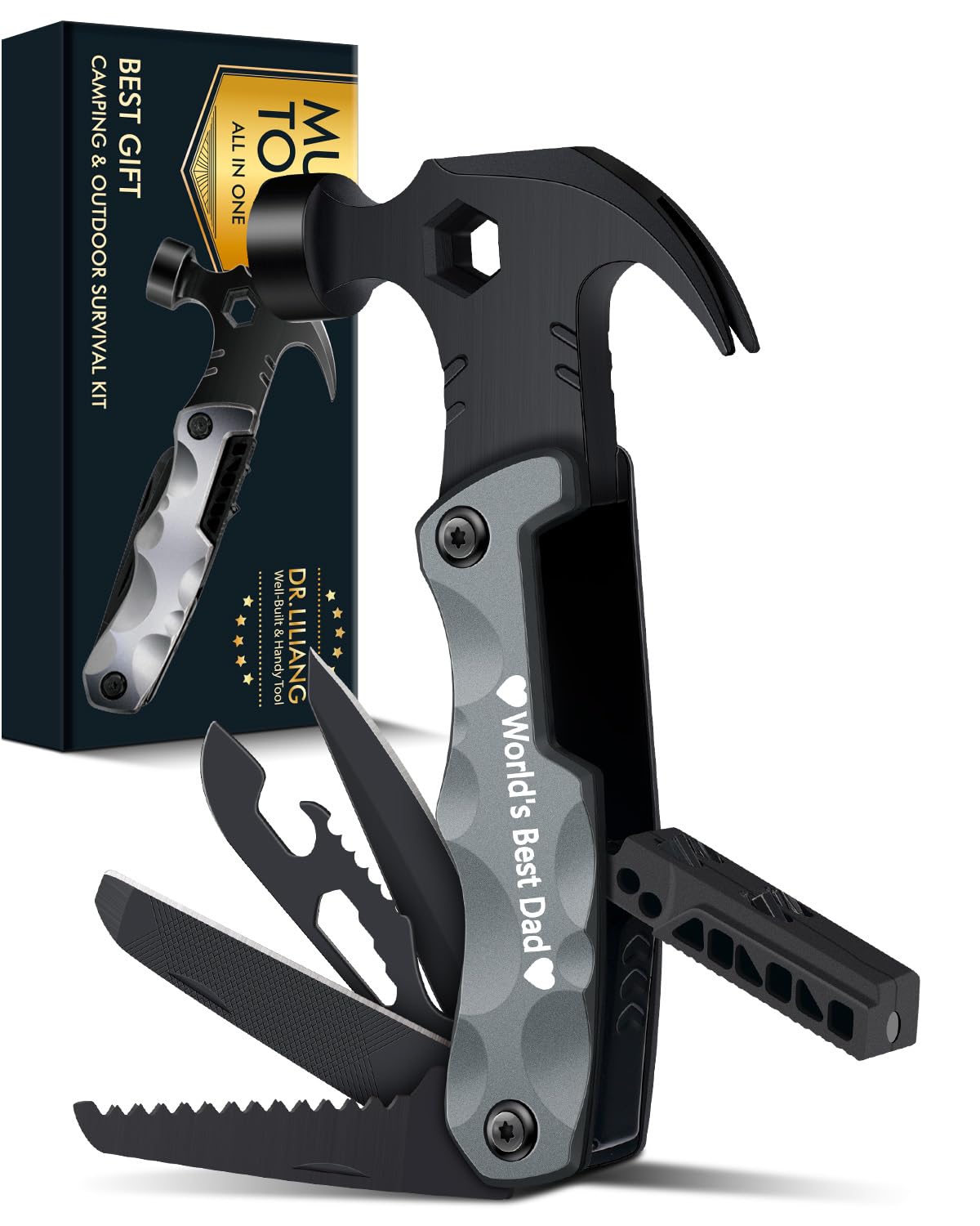 Multitool Camping Accessories Stocking Stuffers for Men Dad Gifts, 13 In 1 Survival Multi Tools Hammer Christmas Cool Gadgets for Adults Him Boyfriend Husband Grandpa Women Birthday Valentines Fathers