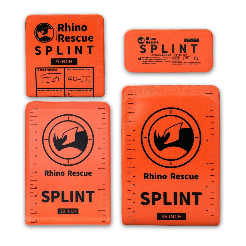RHINO RESCUE First Aid Splint 36" X 4.3" Orange-Gray, Keep Bones in Position (1, Folded)