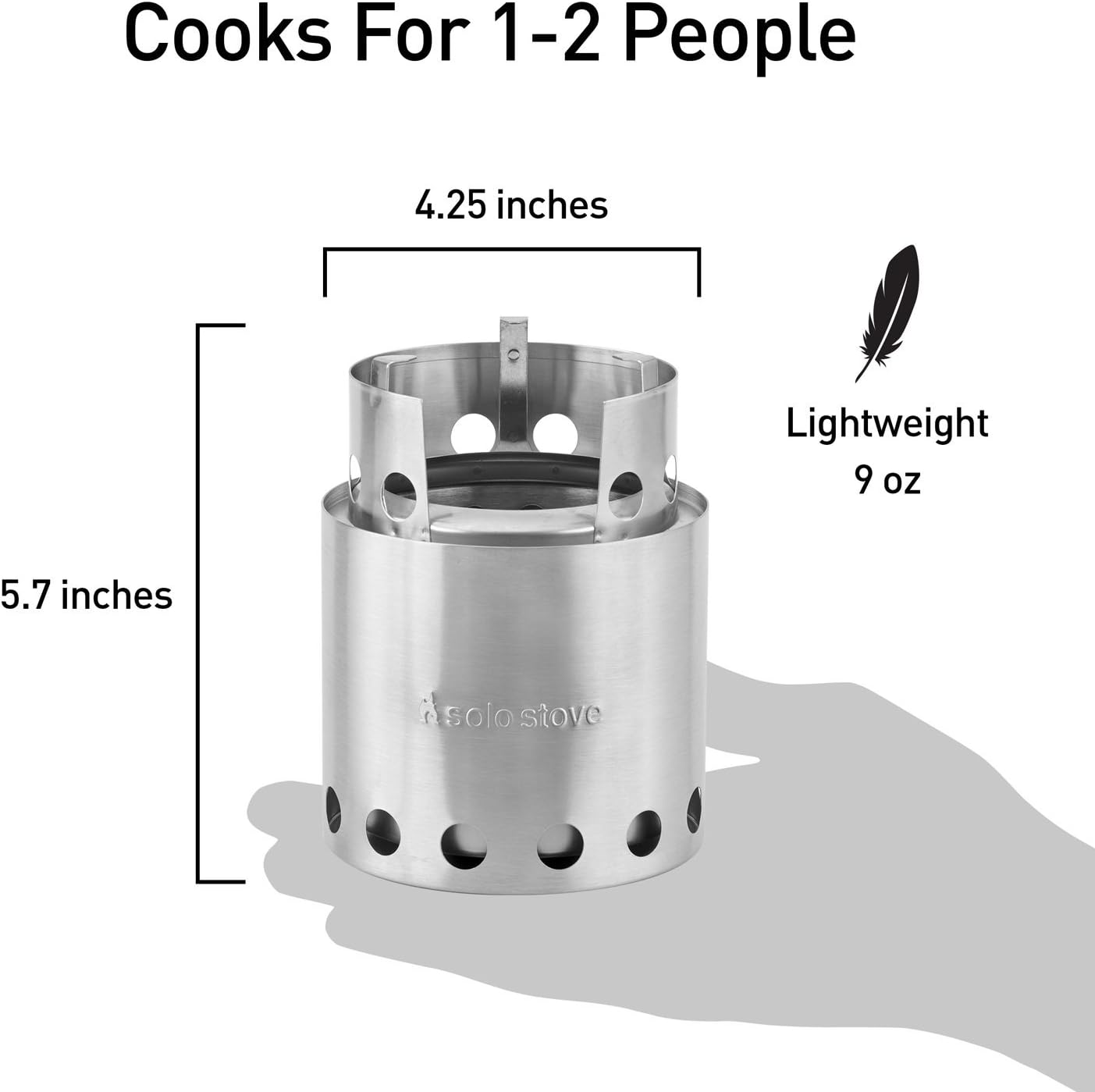 Solo Stove Lite - Portable Camping Hiking and Survival Stove | Powerful Efficient Wood Burning and Low Smoke | Gassification Rocket Stove for Quick Boil | Compact 4.2 Inches and Lightweight 9 Ounces