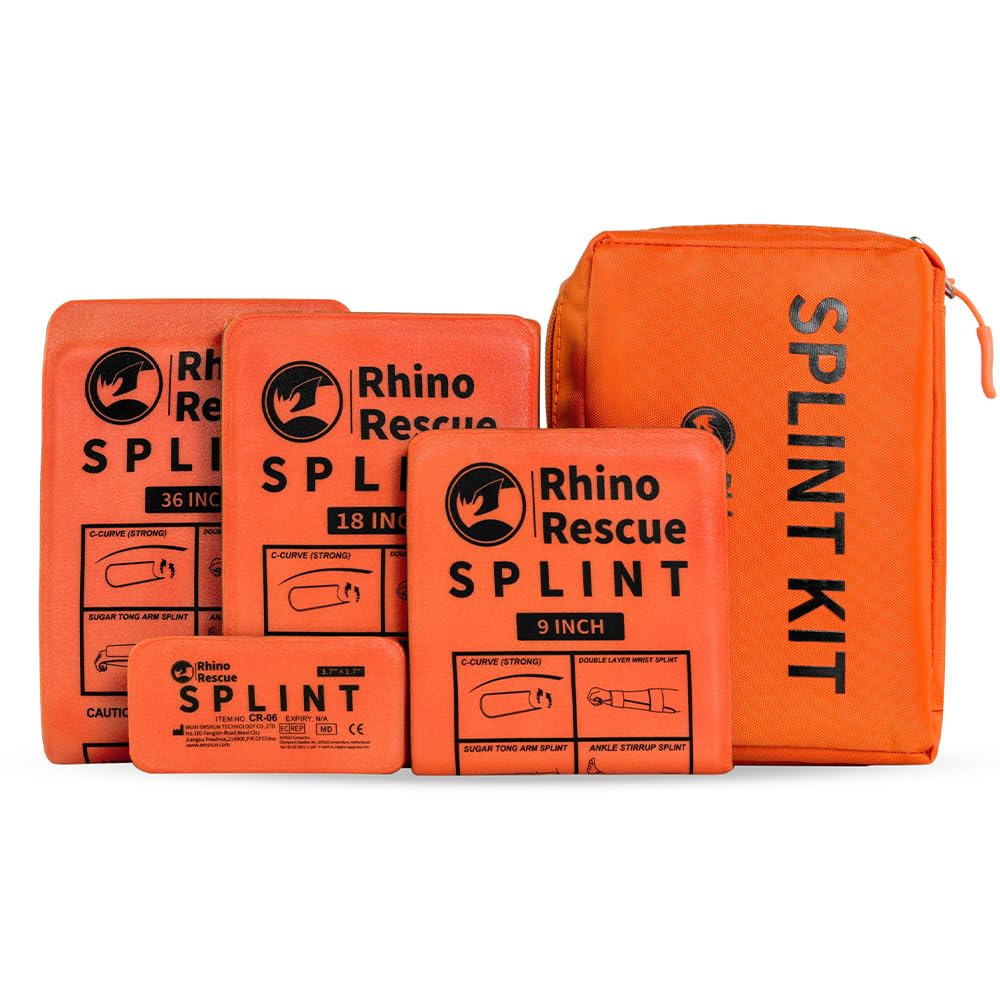 RHINO RESCUE First Aid Splint 36" X 4.3" Orange-Gray, Keep Bones in Position (1, Folded)