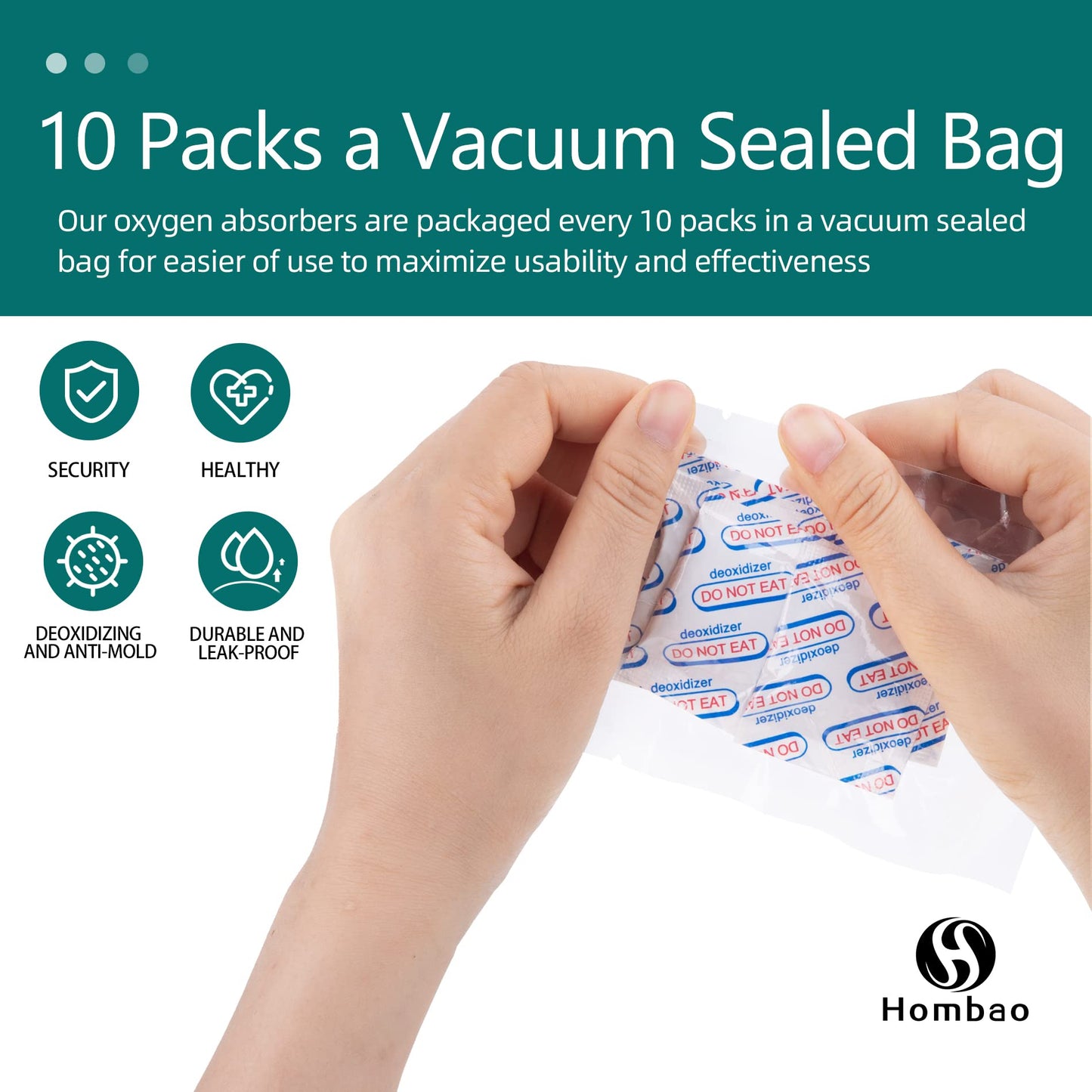 200 Packs 500CC Food Grade Oxygen Absorbers (10 Packs x 1 Vacuum Bag) Oxygen Absorbers for Food Storage, Oxygen Packet for Long Term Food Storage - O2 Absorbers for Food Grade