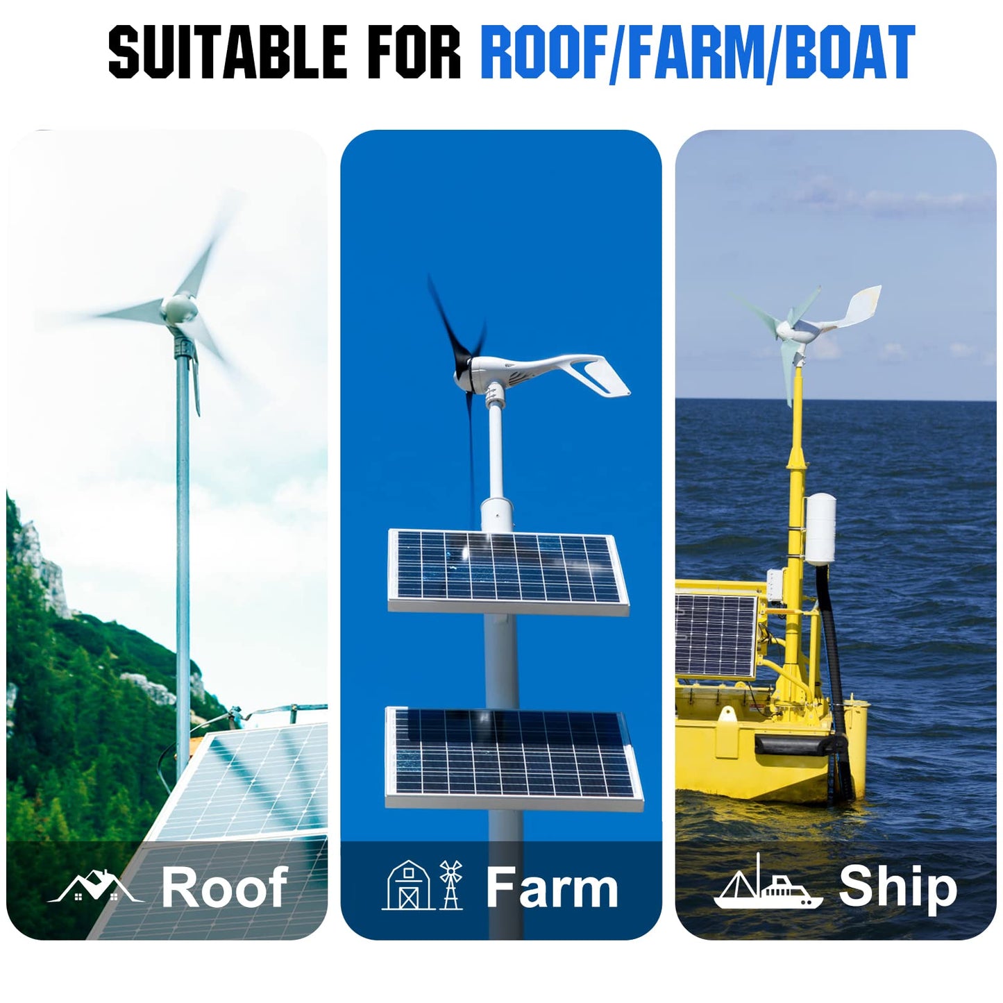 ECO-WORTHY 1000W 4KWH Solar Wind Power Kit: 1*400W Wind Turbine + 6*100W Solar Panel + 2*12V 100Ah Lithium Battery + 1*24V 3000W Inverter for Home/RV/Boat/Farm/Street Light and Off-Grid Appliances