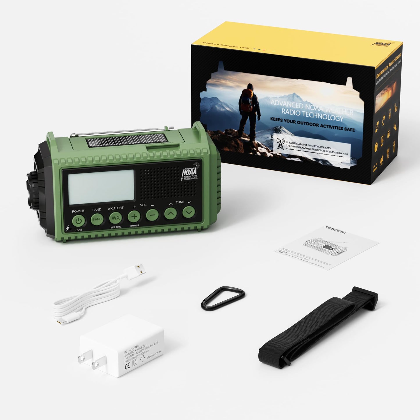 Emergency Radio with NOAA Weather Alert, Portable Solar Hand Crank AM/FM Radio for Survival,Rechargeable Battery Powered Radio,USB Charger,Flashlight,Reading Lamp,for Home Outdoor