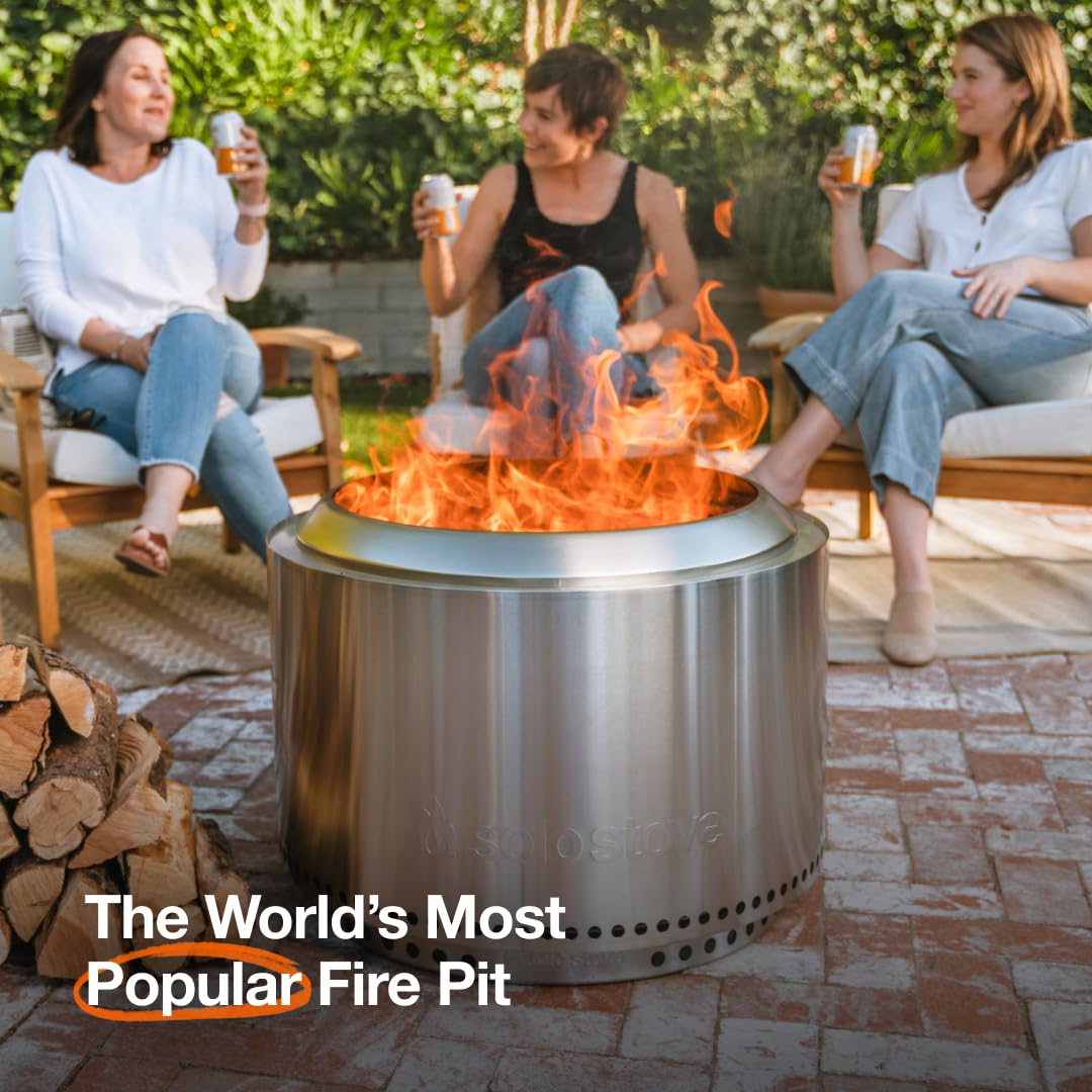 Solo Stove Yukon 2.0, 27 Inch Smokeless Fire Pit with Removable Ash Pan - Wood Burning Portable Stainless Steel Outdoor Fireplace, Stainless Steel, Ideal for 6 or More People, 38 lbs