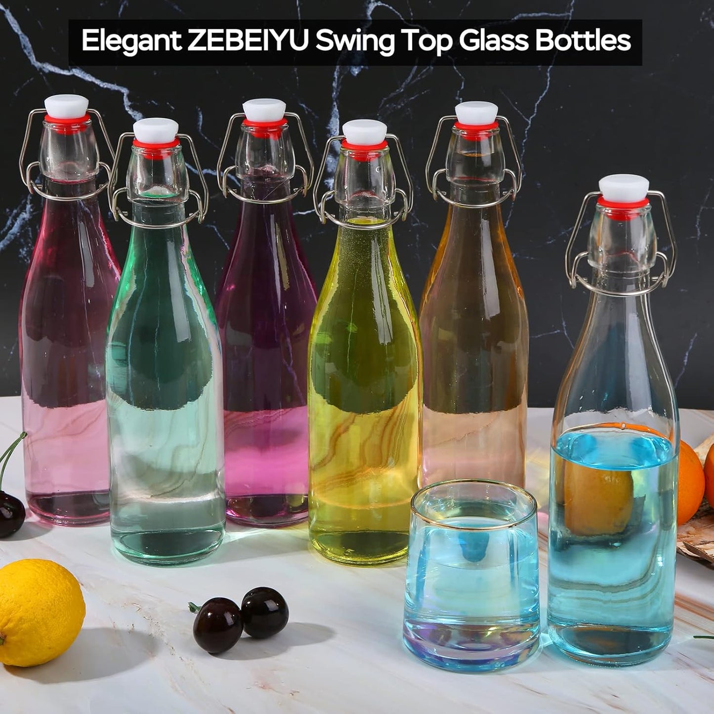 32oz Beer Bottle,Swing Top Glass Kombucha Bottles with Stoppers for Brewing, Beverages, Smoothies, Kefir, Beer, Soda, Juicing, Kombucha, Oil, Water, Milk, Vinegar(4 Pack)