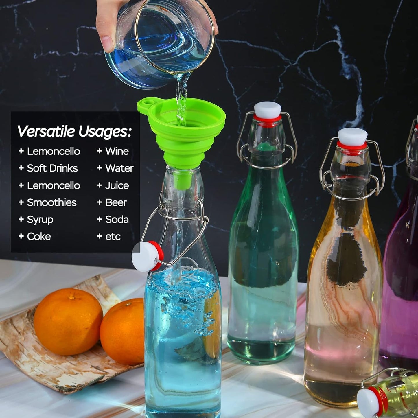 32oz Beer Bottle,Swing Top Glass Kombucha Bottles with Stoppers for Brewing, Beverages, Smoothies, Kefir, Beer, Soda, Juicing, Kombucha, Oil, Water, Milk, Vinegar(4 Pack)