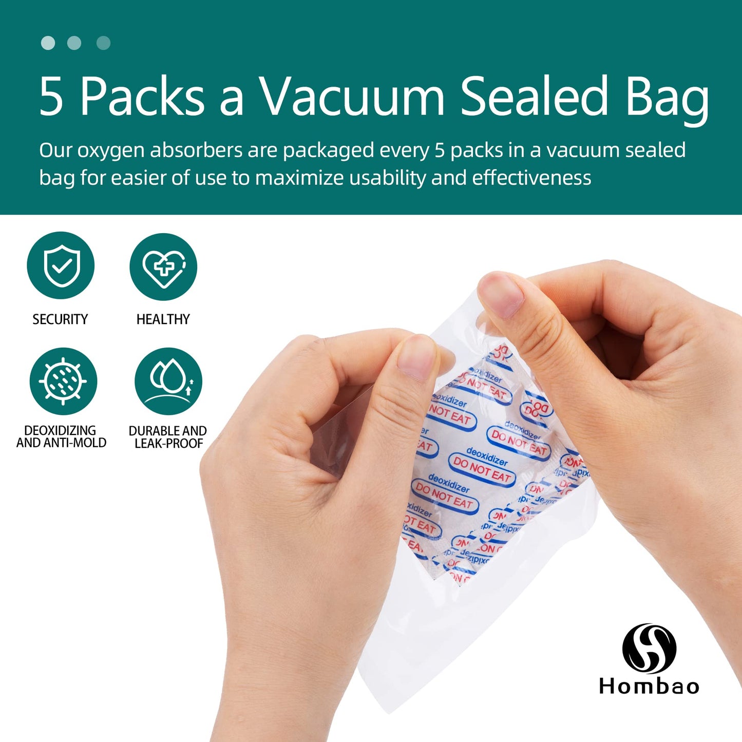 200 Packs 500CC Food Grade Oxygen Absorbers (10 Packs x 1 Vacuum Bag) Oxygen Absorbers for Food Storage, Oxygen Packet for Long Term Food Storage - O2 Absorbers for Food Grade