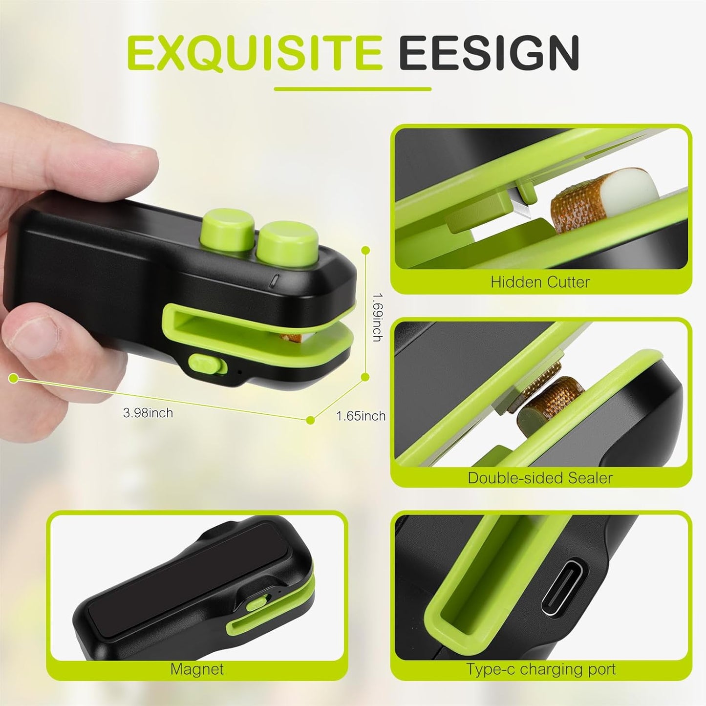 Mini Bag Sealer - Chip Bag Sealer Heat Seal with Cutter & Magnet, Portable Mini Sealing Machine to Reseal Plastic Bags & Keep Snacks Fresh - vacuum sealer,Portable Bag Resealer Machine.