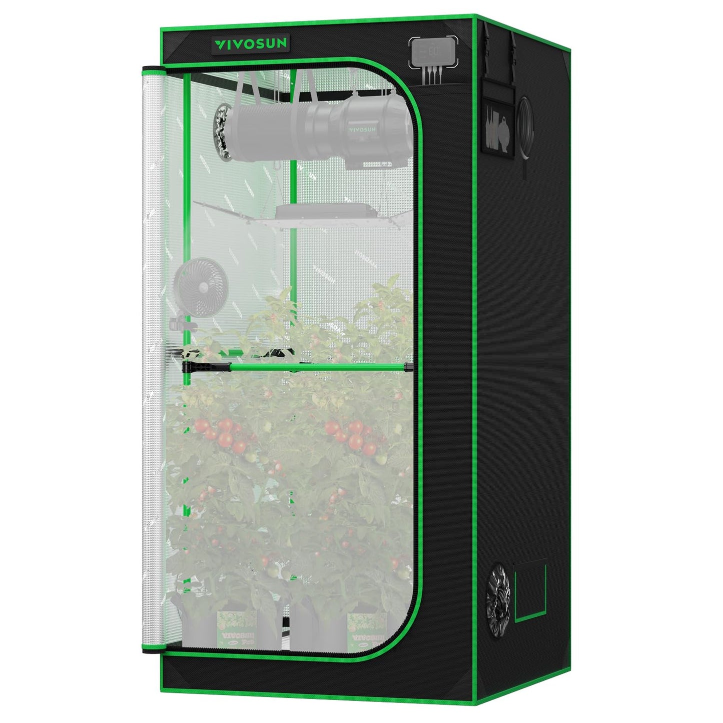 VIVOSUN P224 24"×24"×48" PRO Grow Tent, with Thick 1 inch Poles, Strengthened High Reflective Mylar Oxford Fabric & Extra Hanging Bars for Hydroponics Indoor Plant for AeroLight A100, No High CFM Kit