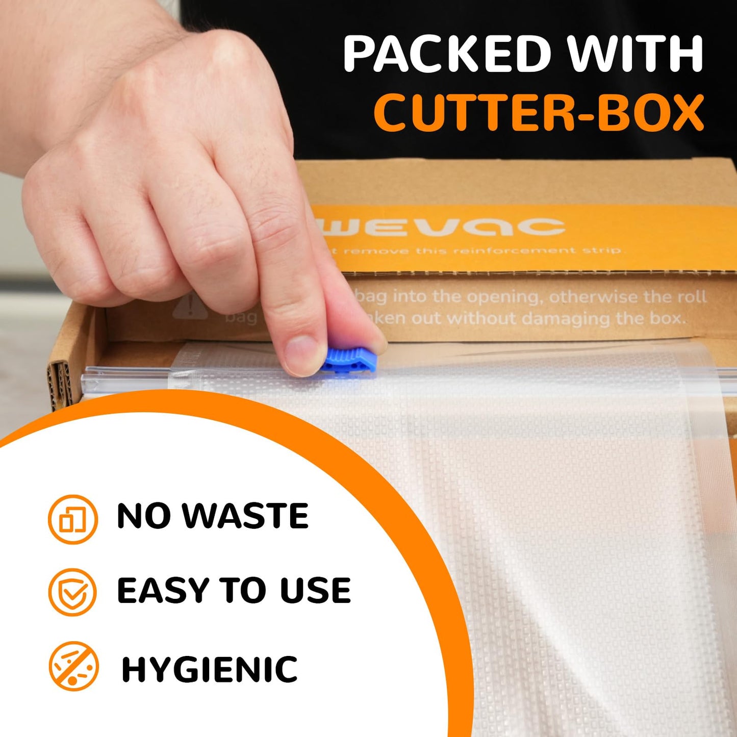 Wevac 11” x 150’ Food Vacuum Seal Roll Keeper with Cutter, Ideal Vacuum Sealer Bags for Food Saver, BPA Free, Commercial Grade, Great for Storage, Meal prep and Sous Vide