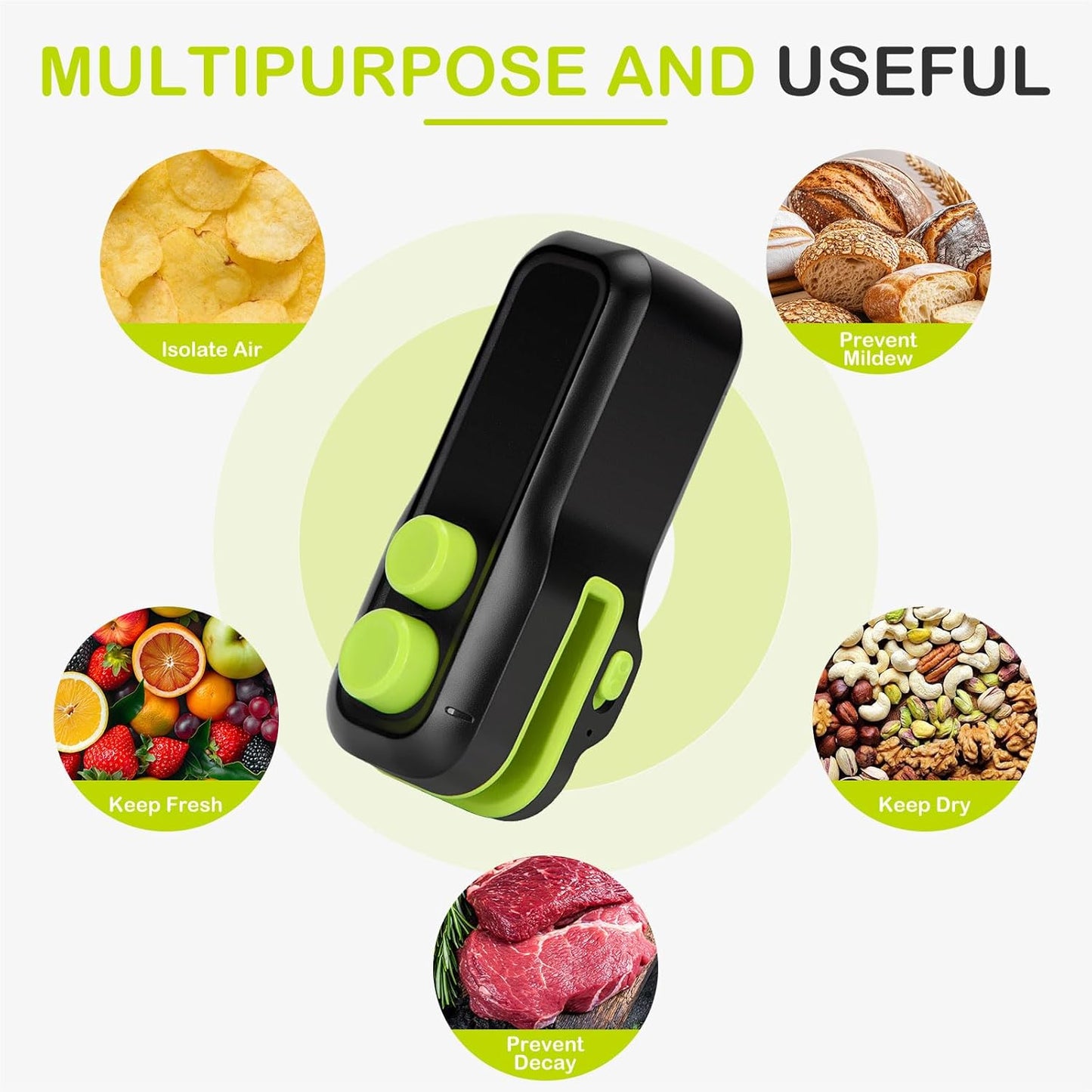 Mini Bag Sealer - Chip Bag Sealer Heat Seal with Cutter & Magnet, Portable Mini Sealing Machine to Reseal Plastic Bags & Keep Snacks Fresh - vacuum sealer,Portable Bag Resealer Machine.