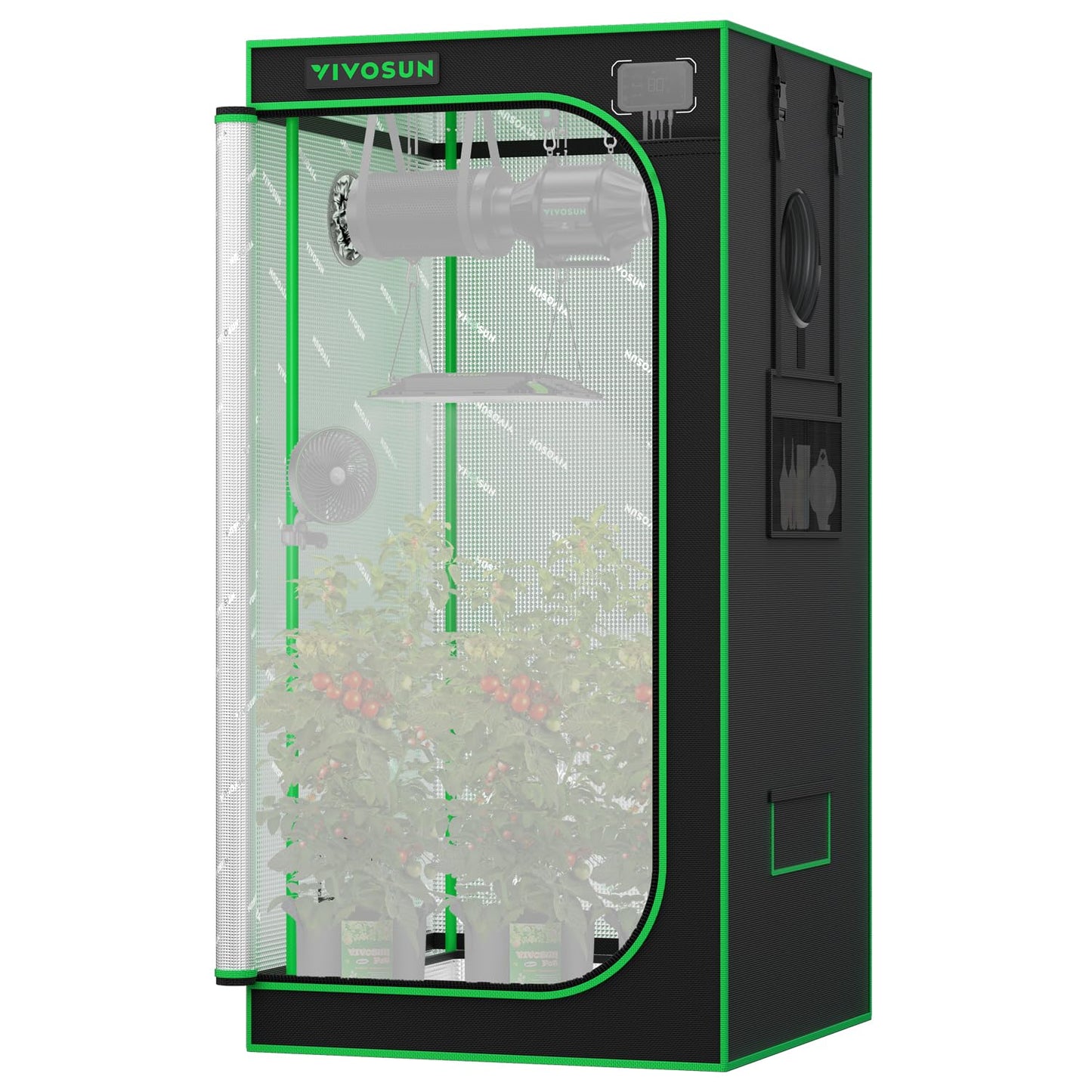 VIVOSUN P224 24"×24"×48" PRO Grow Tent, with Thick 1 inch Poles, Strengthened High Reflective Mylar Oxford Fabric & Extra Hanging Bars for Hydroponics Indoor Plant for AeroLight A100, No High CFM Kit