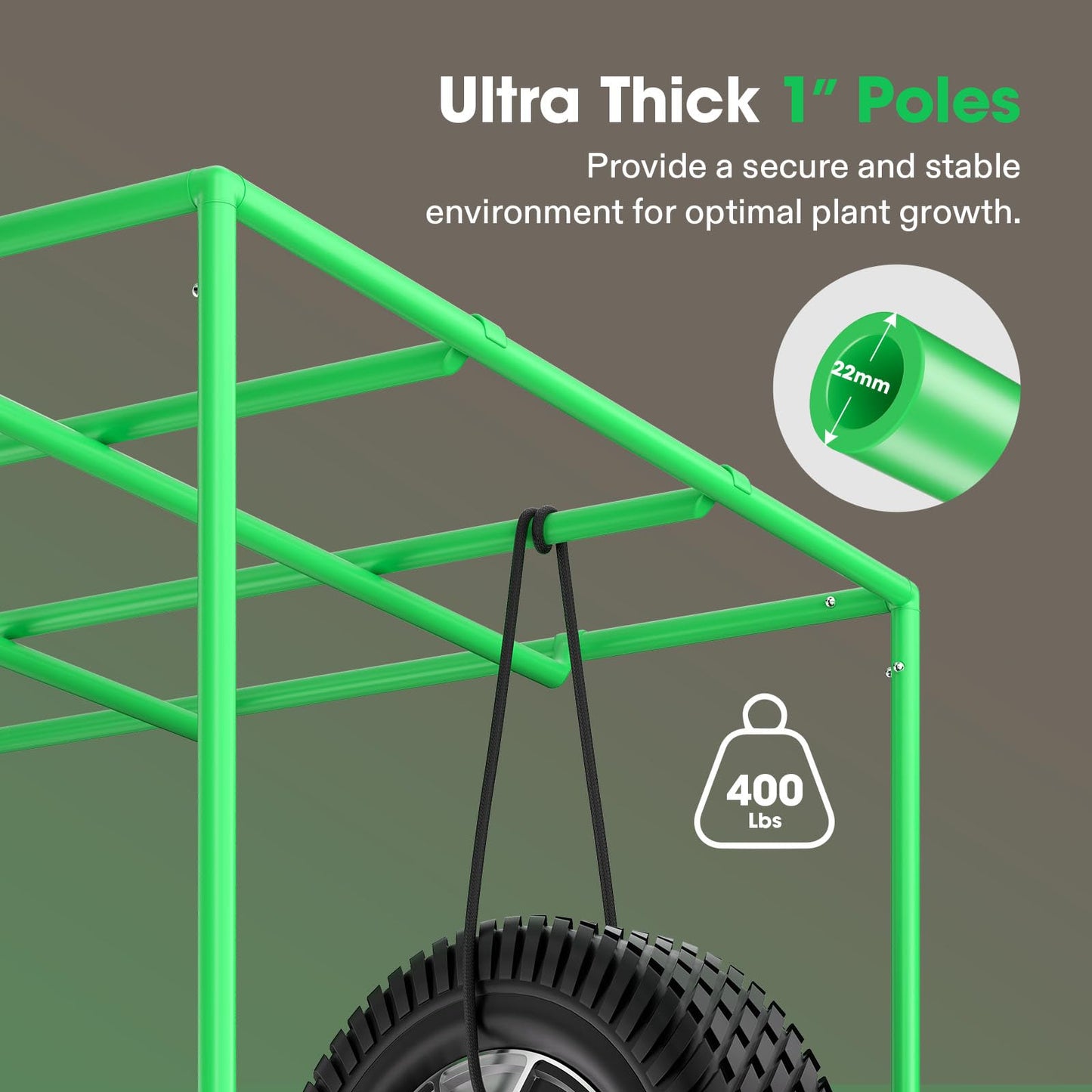 VIVOSUN P224 24"×24"×48" PRO Grow Tent, with Thick 1 inch Poles, Strengthened High Reflective Mylar Oxford Fabric & Extra Hanging Bars for Hydroponics Indoor Plant for AeroLight A100, No High CFM Kit