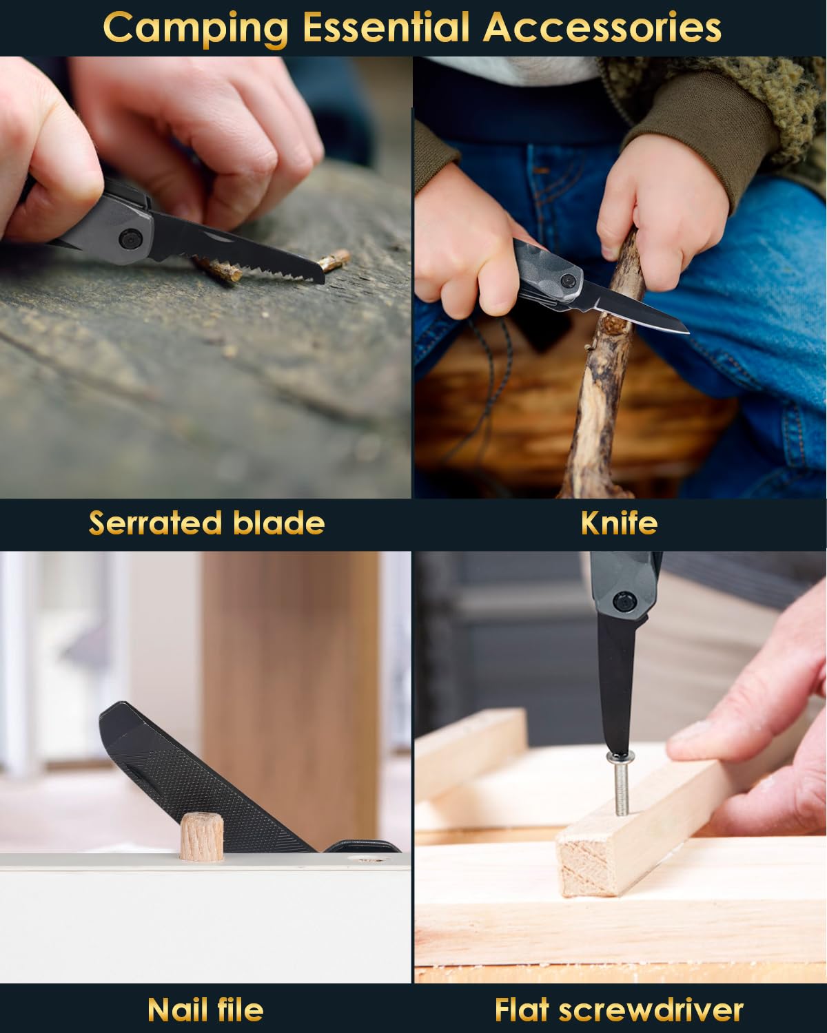 Multitool Camping Accessories Stocking Stuffers for Men Dad Gifts, 13 In 1 Survival Multi Tools Hammer Christmas Cool Gadgets for Adults Him Boyfriend Husband Grandpa Women Birthday Valentines Fathers