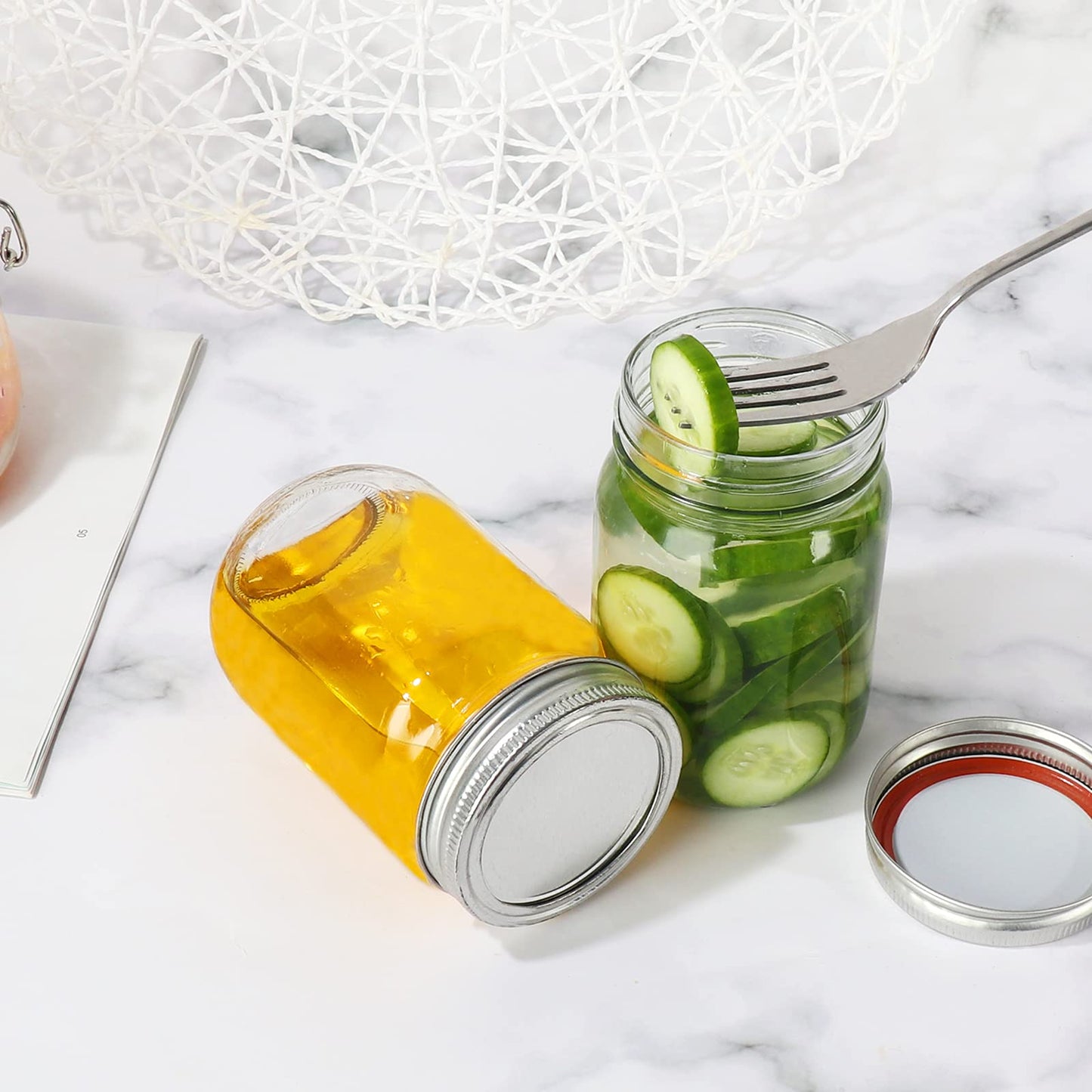 Betrome 8 oz Mason Jars, 24 Pack 240ml Glass Canning Jars with Regular Mouth Lids, Glass Storage Containers for Overnight Oats, Jam, Jelly, Honey, Beans, Spice, Wedding Party Favor, Shower Favor