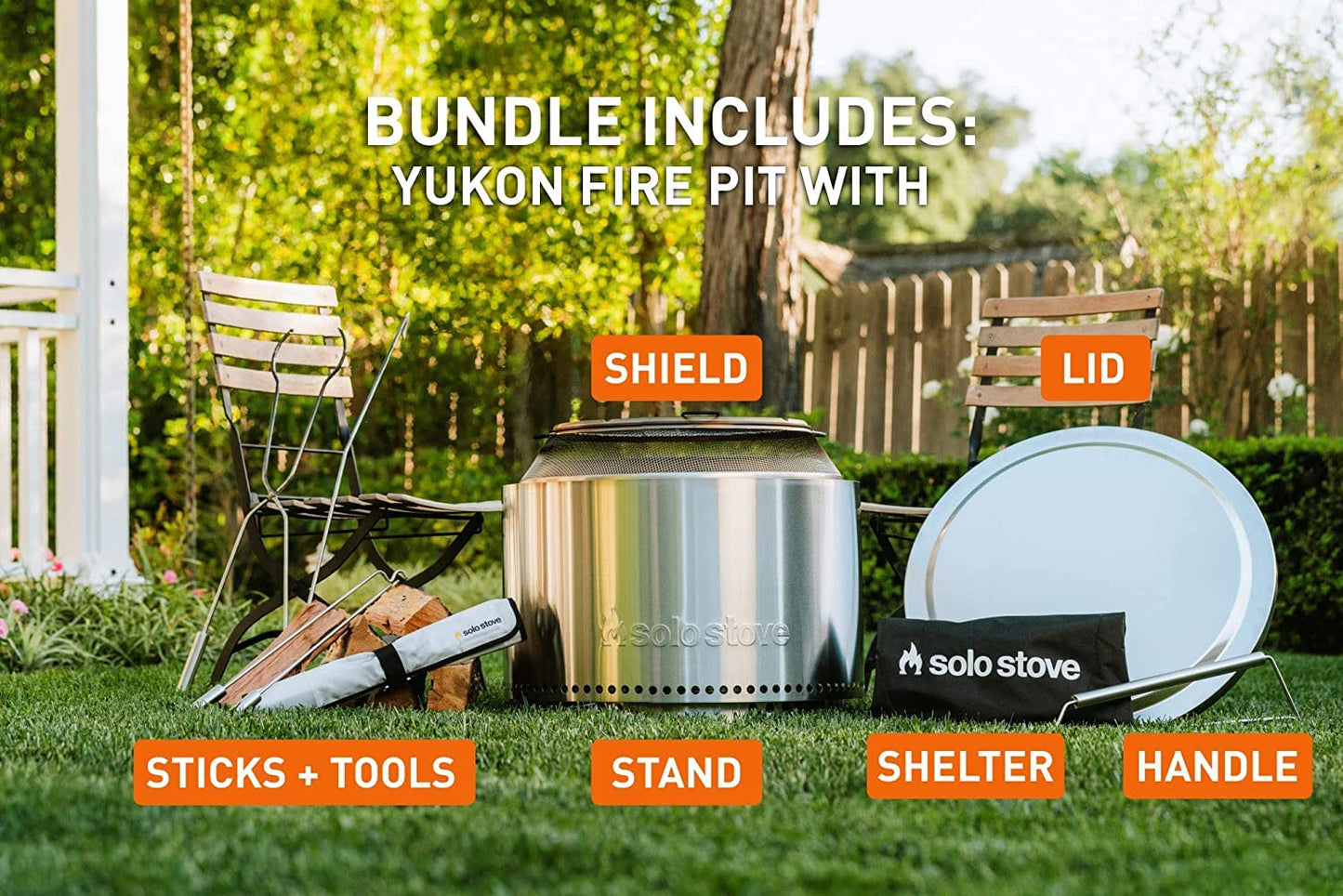 Solo Stove Yukon 2.0, 27 Inch Smokeless Fire Pit with Removable Ash Pan - Wood Burning Portable Stainless Steel Outdoor Fireplace, Stainless Steel, Ideal for 6 or More People, 38 lbs