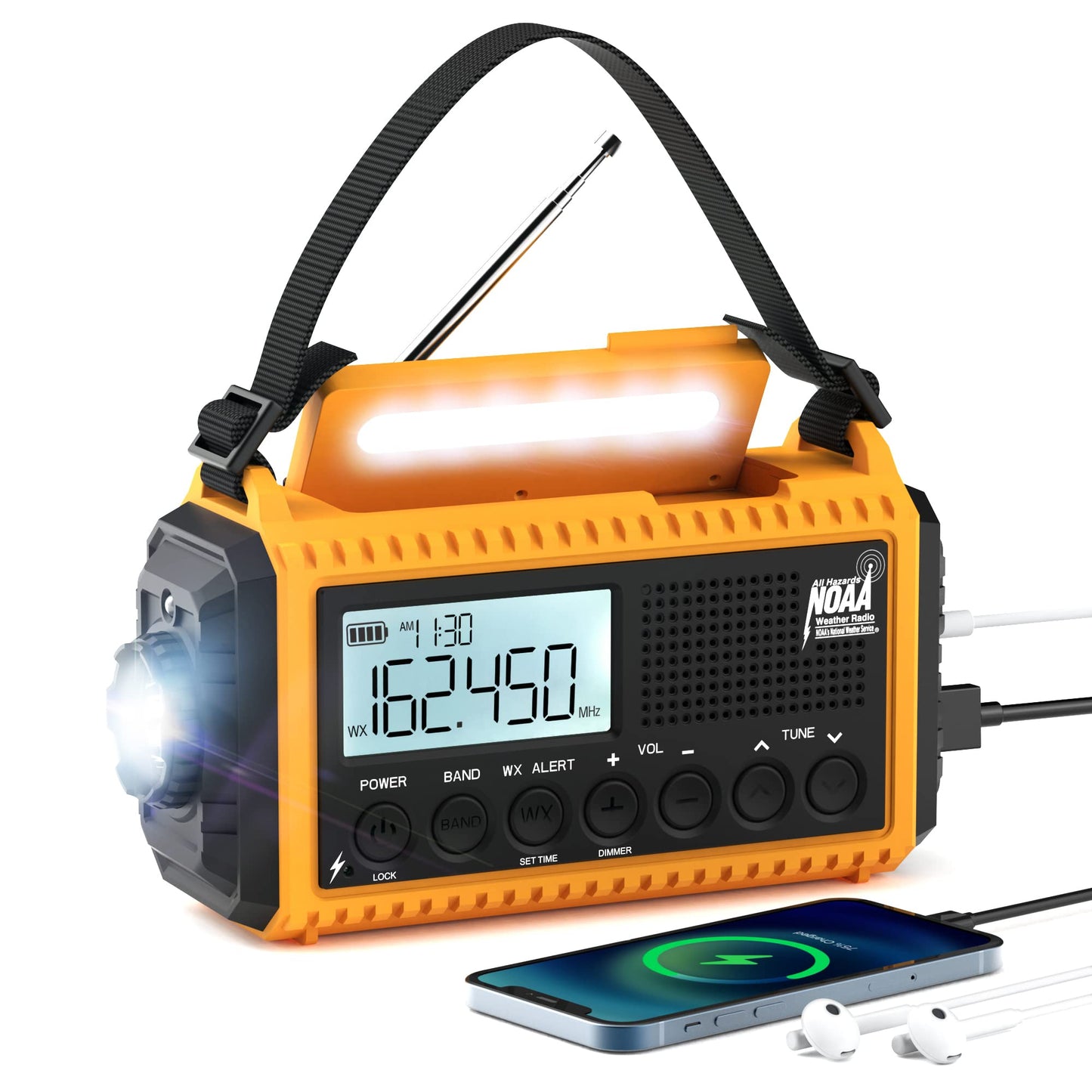 Emergency Radio with NOAA Weather Alert, Portable Solar Hand Crank AM/FM Radio for Survival,Rechargeable Battery Powered Radio,USB Charger,Flashlight,Reading Lamp,for Home Outdoor
