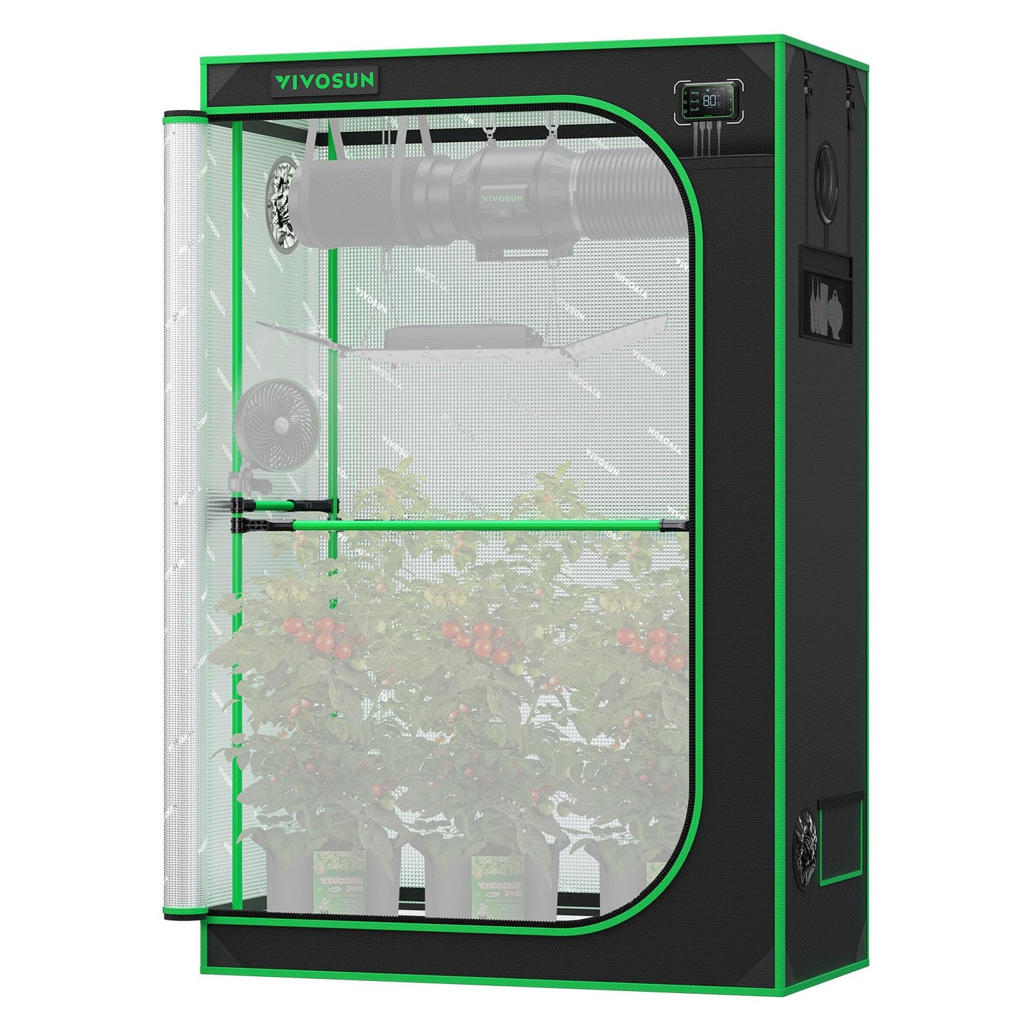 VIVOSUN P224 24"×24"×48" PRO Grow Tent, with Thick 1 inch Poles, Strengthened High Reflective Mylar Oxford Fabric & Extra Hanging Bars for Hydroponics Indoor Plant for AeroLight A100, No High CFM Kit