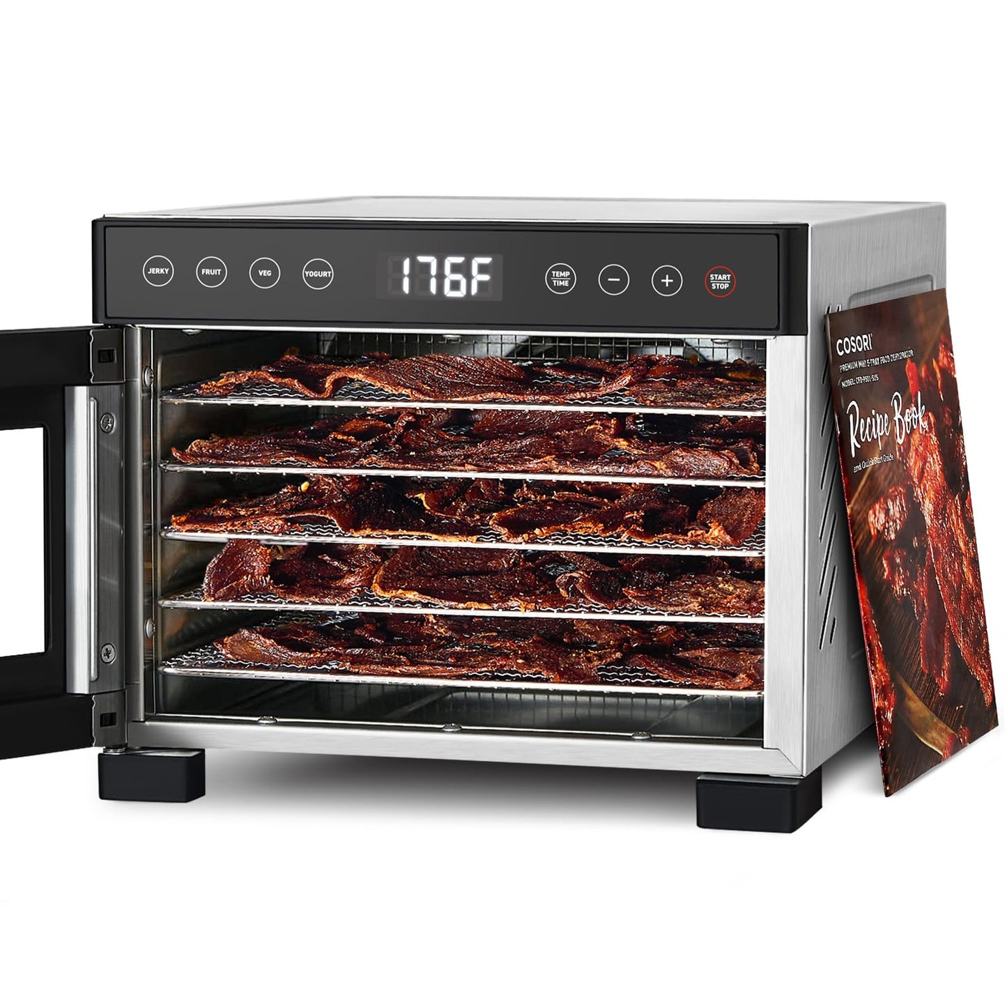 COSORI Food Dehydrator, Bigger Than 7 Trays With Large 6.5" Drying Space, 600W Power Saves More Time Than 480W, 165Β°F Dehydrated Dryer for Jerky, Dog Treats, Herbs, Meat, Fruit, and Yogurt, Silver