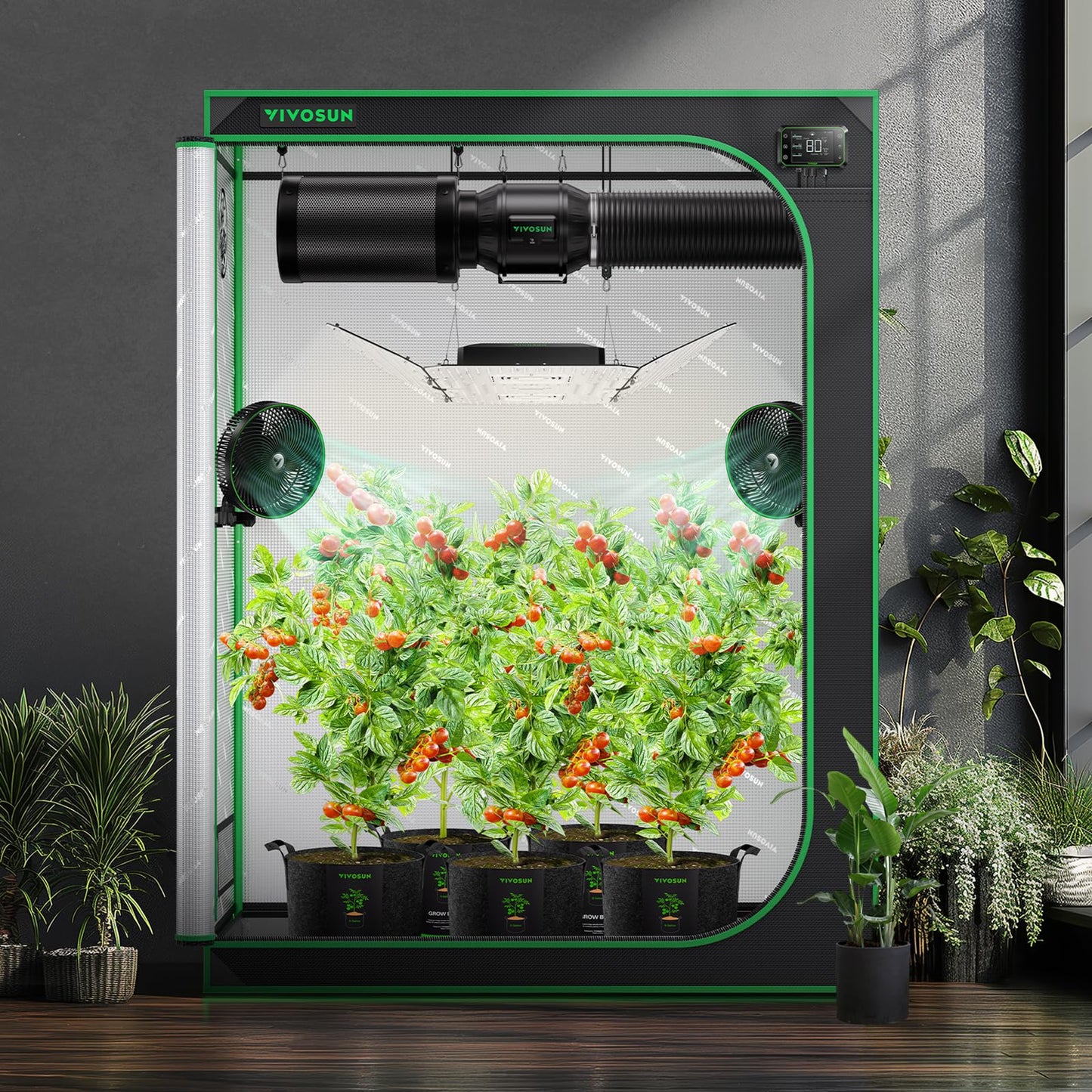 VIVOSUN S425 4x2 Grow Tent, 48"x24"x60" High Reflective Mylar with Observation Window and Floor Tray for Hydroponics Indoor Plant for VS2000
