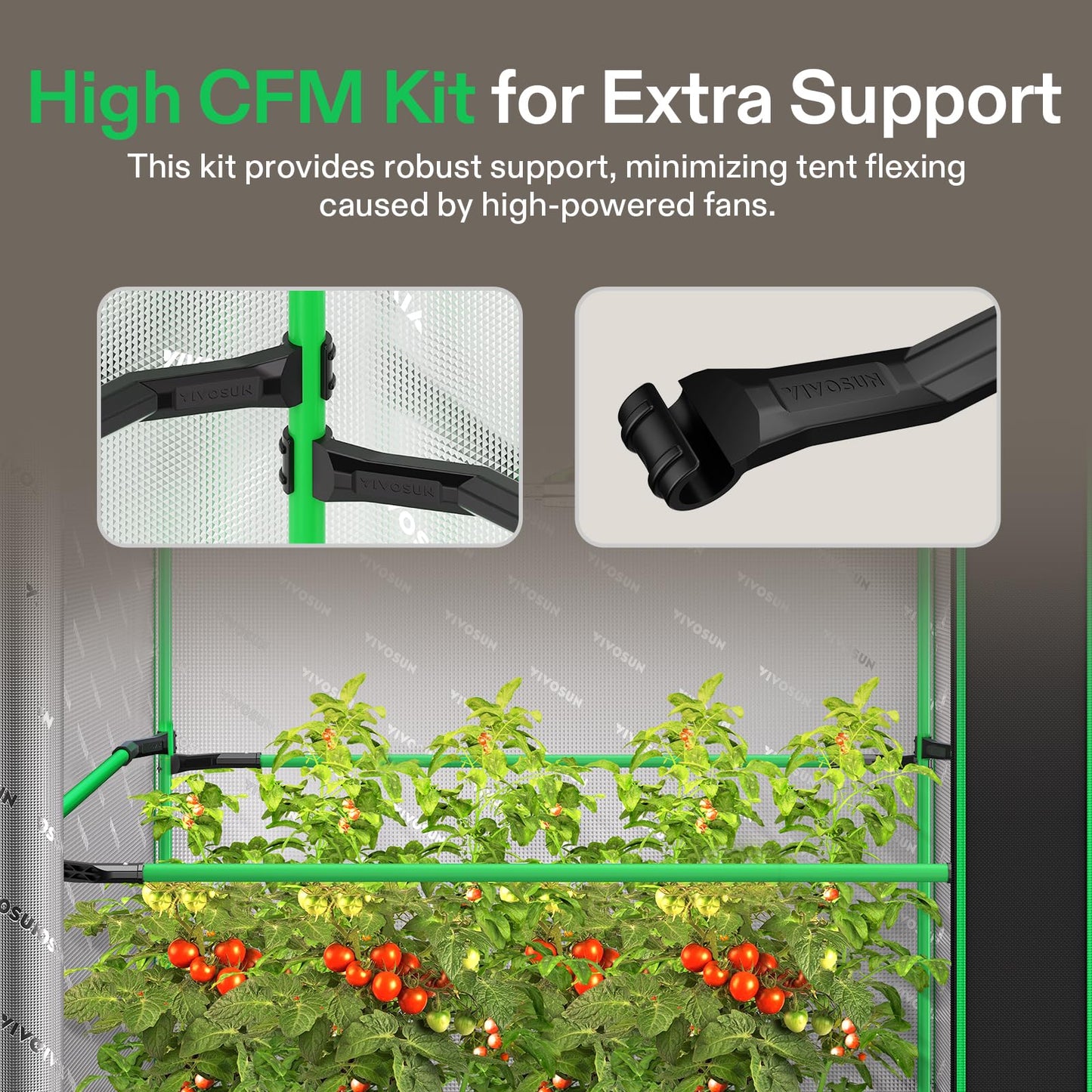 VIVOSUN P224 24"×24"×48" PRO Grow Tent, with Thick 1 inch Poles, Strengthened High Reflective Mylar Oxford Fabric & Extra Hanging Bars for Hydroponics Indoor Plant for AeroLight A100, No High CFM Kit