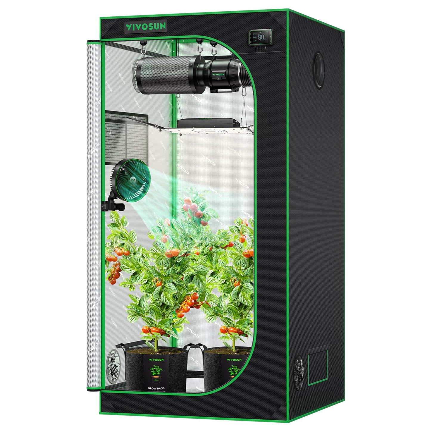 VIVOSUN S425 4x2 Grow Tent, 48"x24"x60" High Reflective Mylar with Observation Window and Floor Tray for Hydroponics Indoor Plant for VS2000