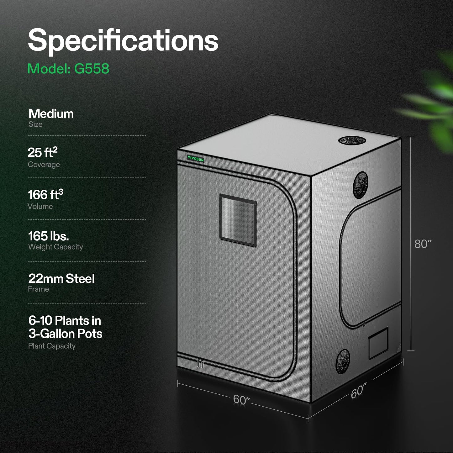 VIVOSUN S425 4x2 Grow Tent, 48"x24"x60" High Reflective Mylar with Observation Window and Floor Tray for Hydroponics Indoor Plant for VS2000