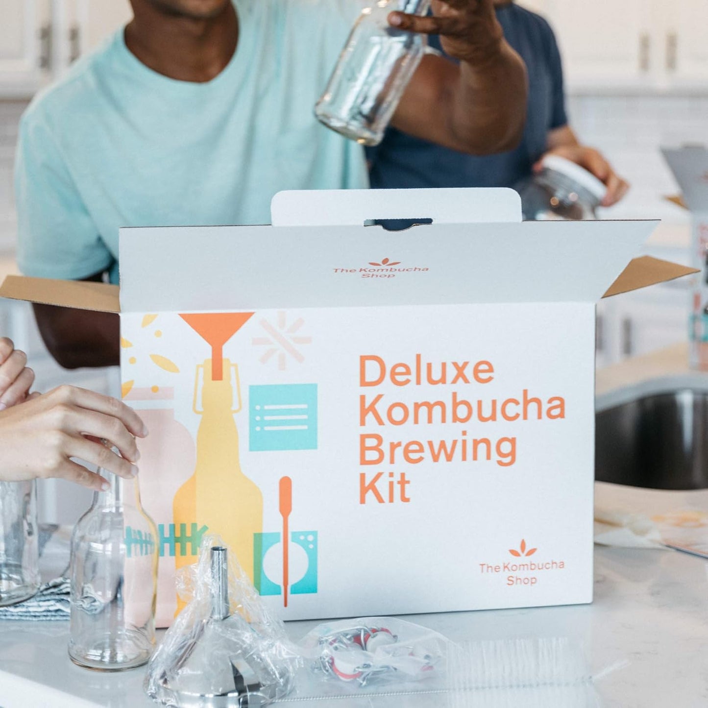 Deluxe Organic Kombucha Starter Kit - Six Swing Top Bottles, Stainless Steel Funnel, Custom Bottle Brush & Our Original Brewing Kit - The Kombucha Shop