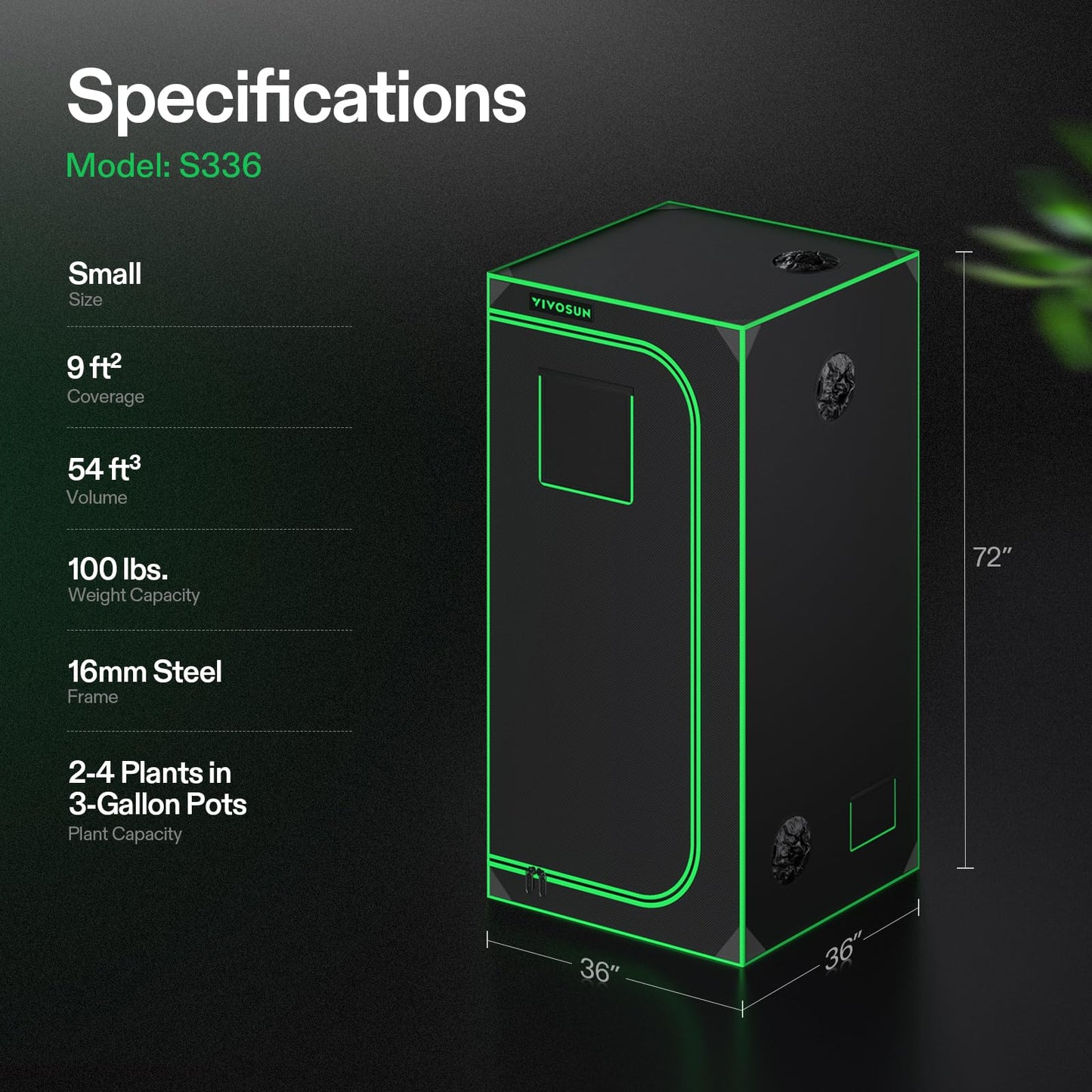 VIVOSUN S425 4x2 Grow Tent, 48"x24"x60" High Reflective Mylar with Observation Window and Floor Tray for Hydroponics Indoor Plant for VS2000