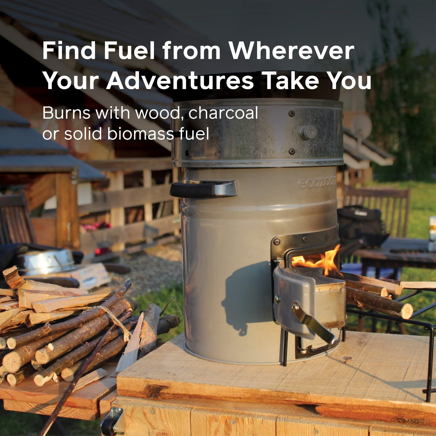 Rocket Stove Heavy Duty Portable Camp Stove for Outdoor Cooking, Versa Dual-Fuel (Wood & Charcoal)