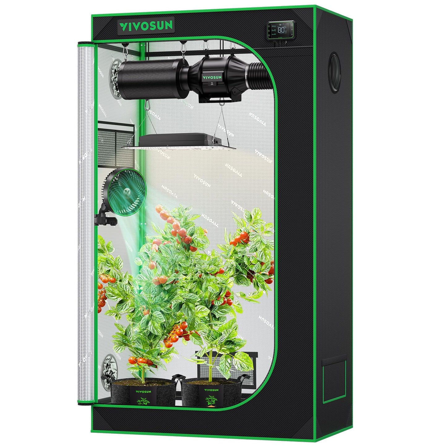 VIVOSUN S425 4x2 Grow Tent, 48"x24"x60" High Reflective Mylar with Observation Window and Floor Tray for Hydroponics Indoor Plant for VS2000