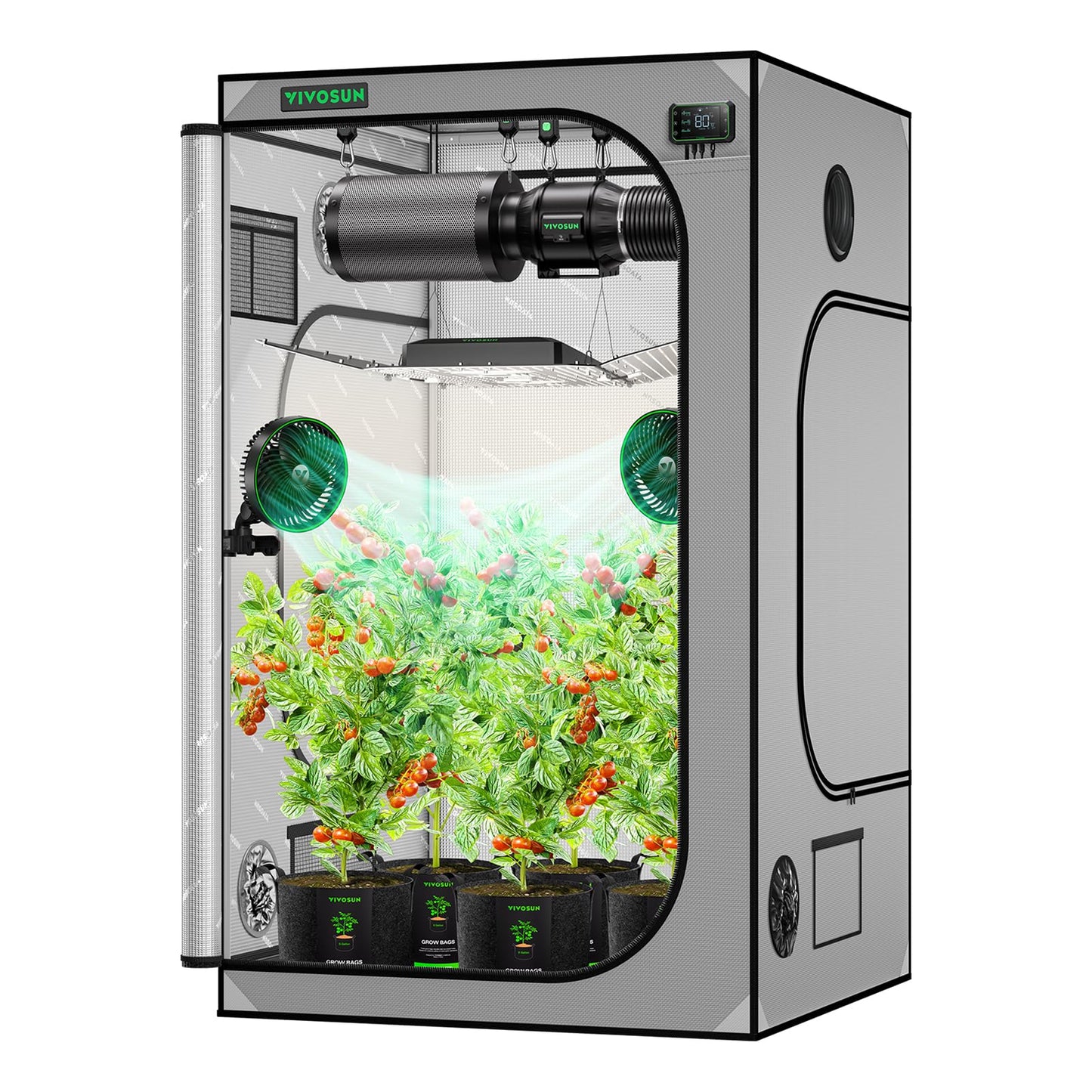 VIVOSUN S425 4x2 Grow Tent, 48"x24"x60" High Reflective Mylar with Observation Window and Floor Tray for Hydroponics Indoor Plant for VS2000