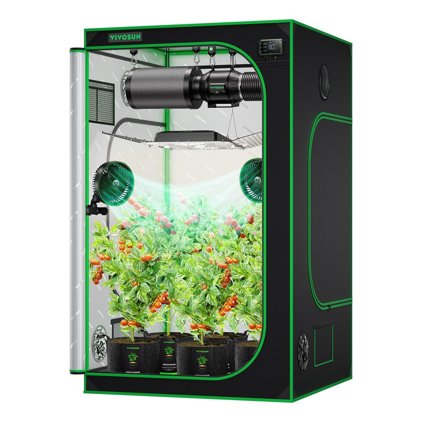 VIVOSUN S425 4x2 Grow Tent, 48"x24"x60" High Reflective Mylar with Observation Window and Floor Tray for Hydroponics Indoor Plant for VS2000