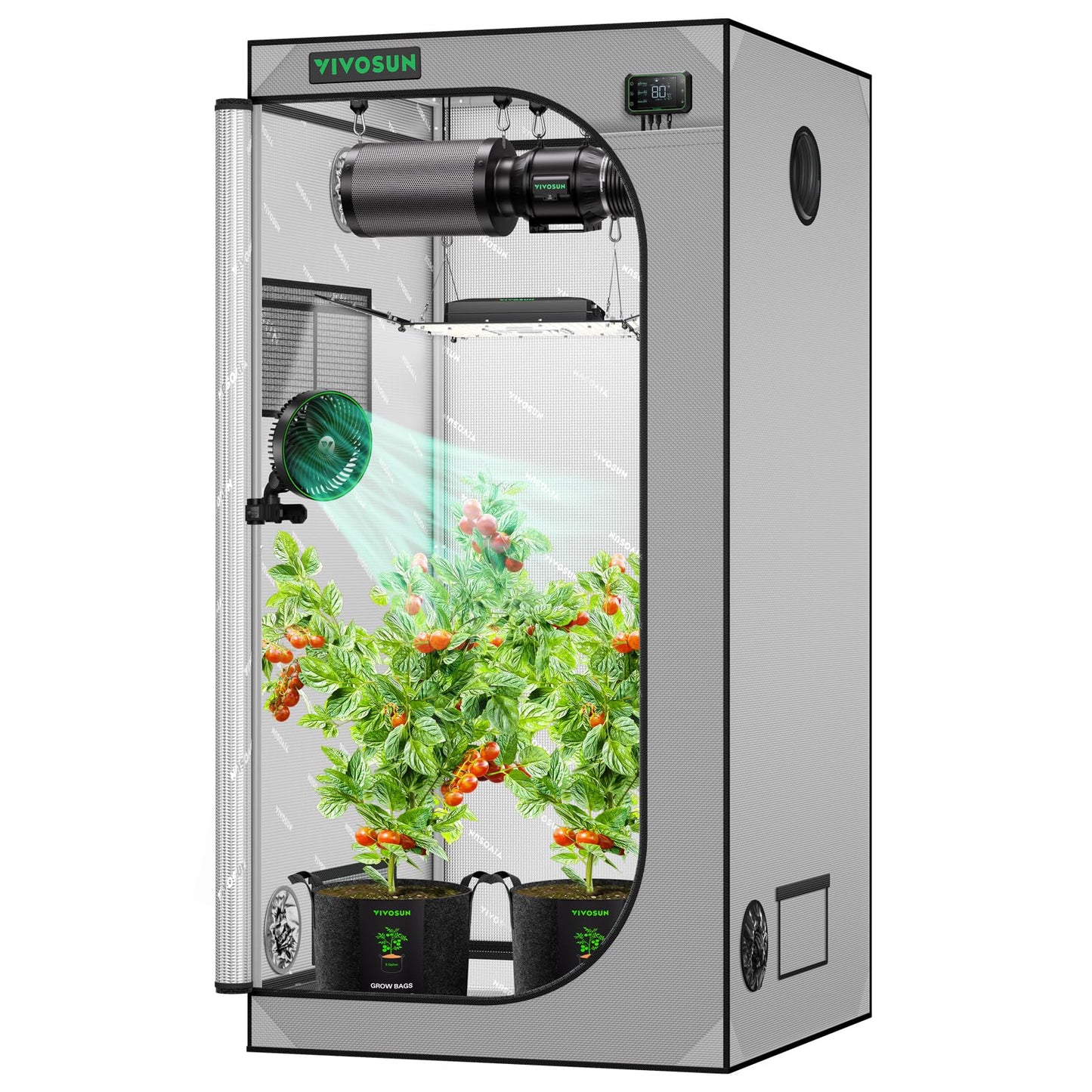 VIVOSUN S425 4x2 Grow Tent, 48"x24"x60" High Reflective Mylar with Observation Window and Floor Tray for Hydroponics Indoor Plant for VS2000