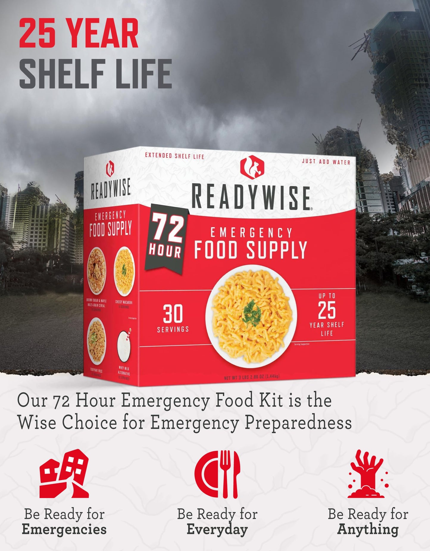 READYWISE- 1 Year, Emergency Food Supply, 3,576 Servings, 24 Buckets, Freeze-Dried, MRE, Camping, Hiking, Survival, Adventure Meal, 25-Year Shelf Life