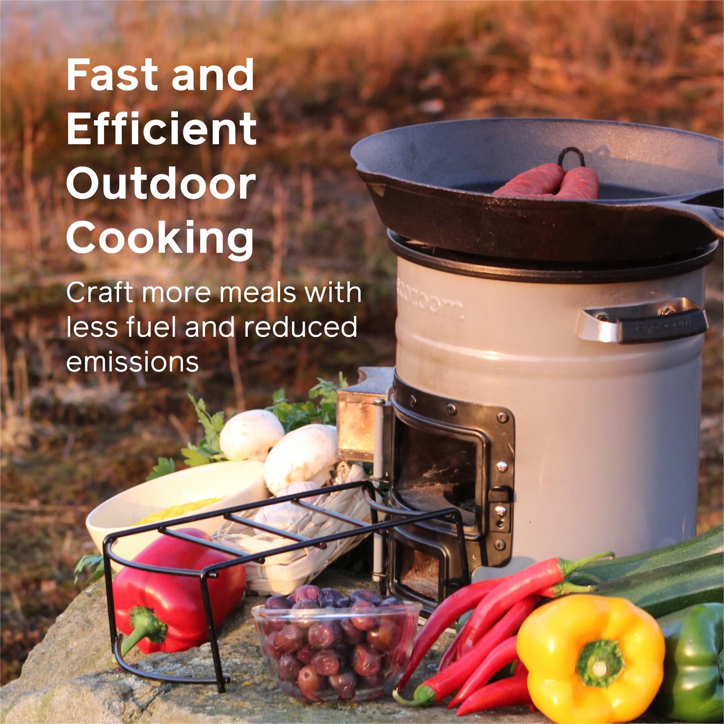 Rocket Stove Heavy Duty Portable Camp Stove for Outdoor Cooking, Versa Dual-Fuel (Wood & Charcoal)
