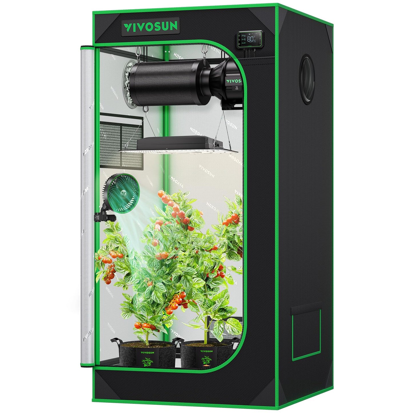 VIVOSUN S425 4x2 Grow Tent, 48"x24"x60" High Reflective Mylar with Observation Window and Floor Tray for Hydroponics Indoor Plant for VS2000