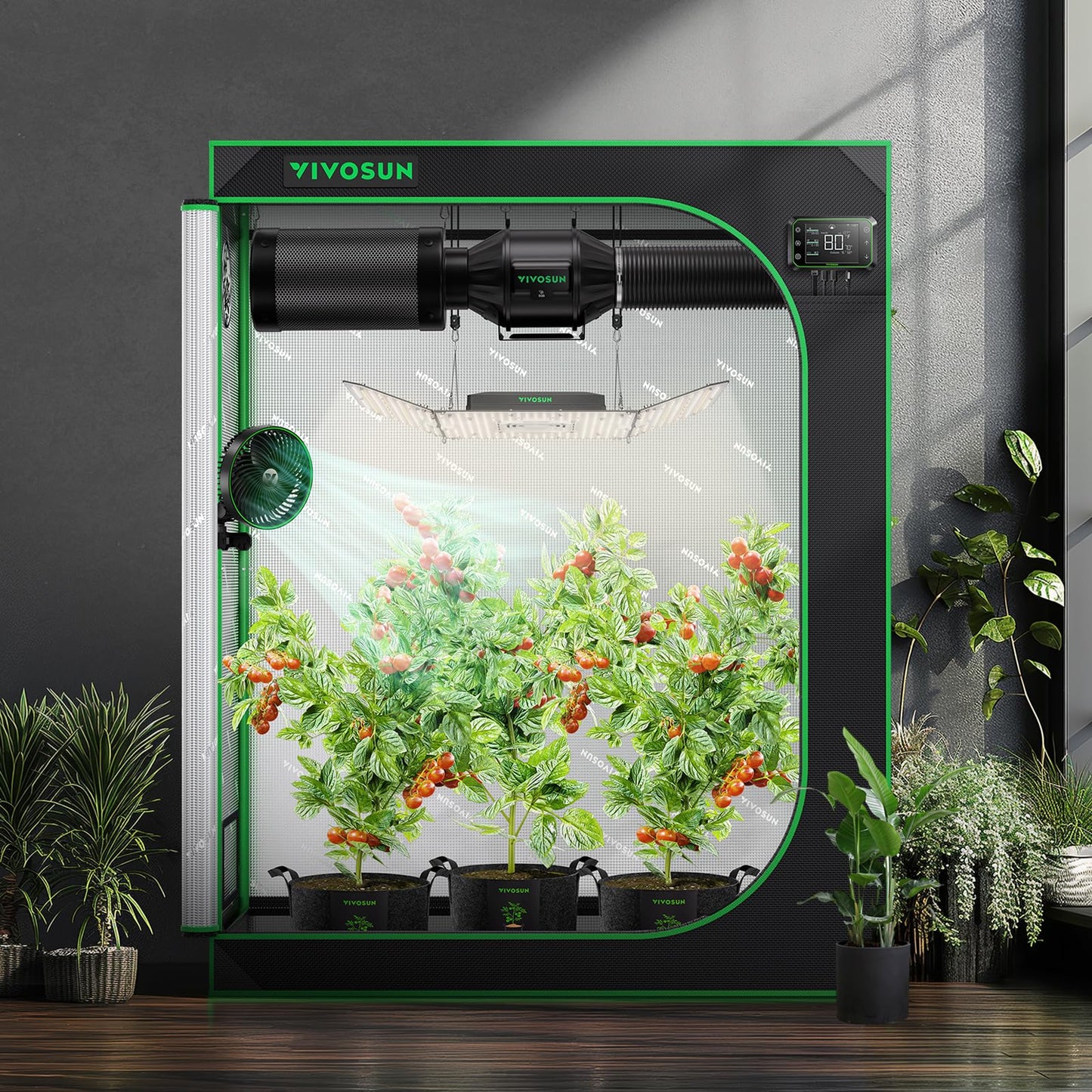 VIVOSUN S425 4x2 Grow Tent, 48"x24"x60" High Reflective Mylar with Observation Window and Floor Tray for Hydroponics Indoor Plant for VS2000
