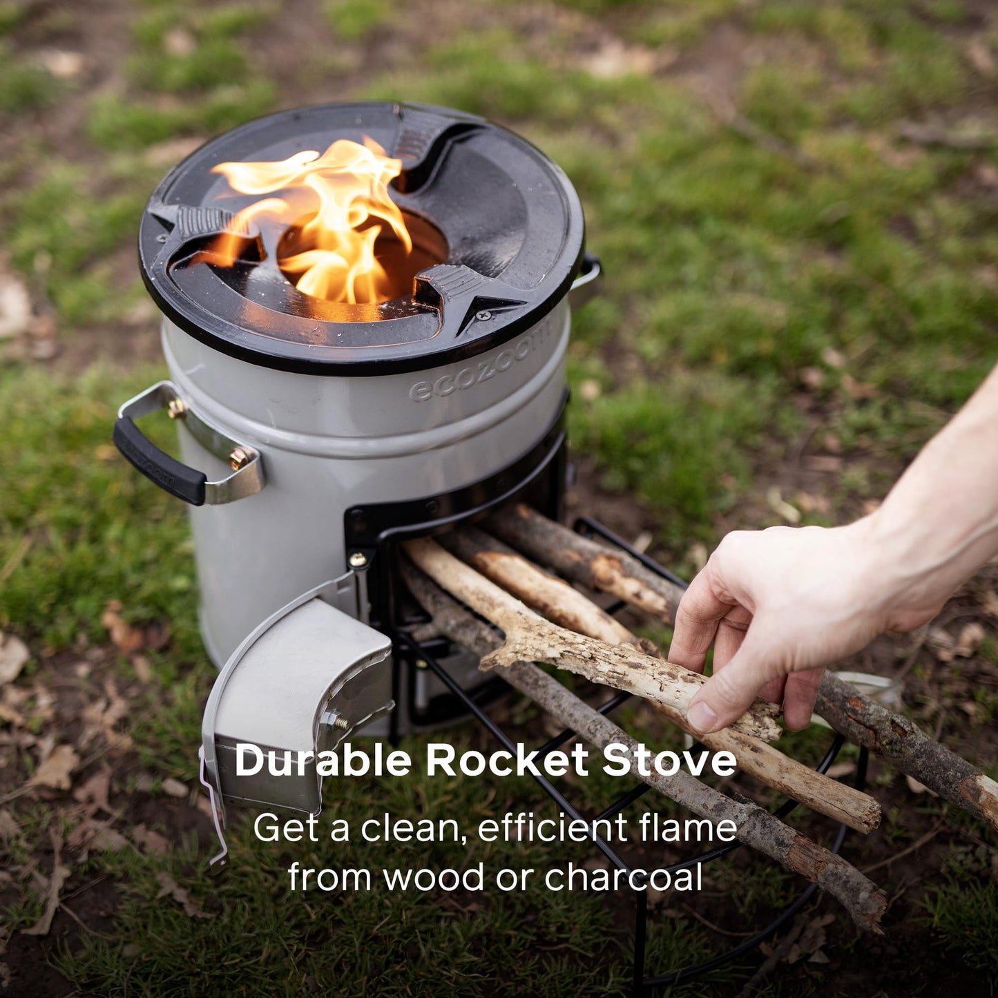 Rocket Stove Heavy Duty Portable Camp Stove for Outdoor Cooking, Versa Dual-Fuel (Wood & Charcoal)