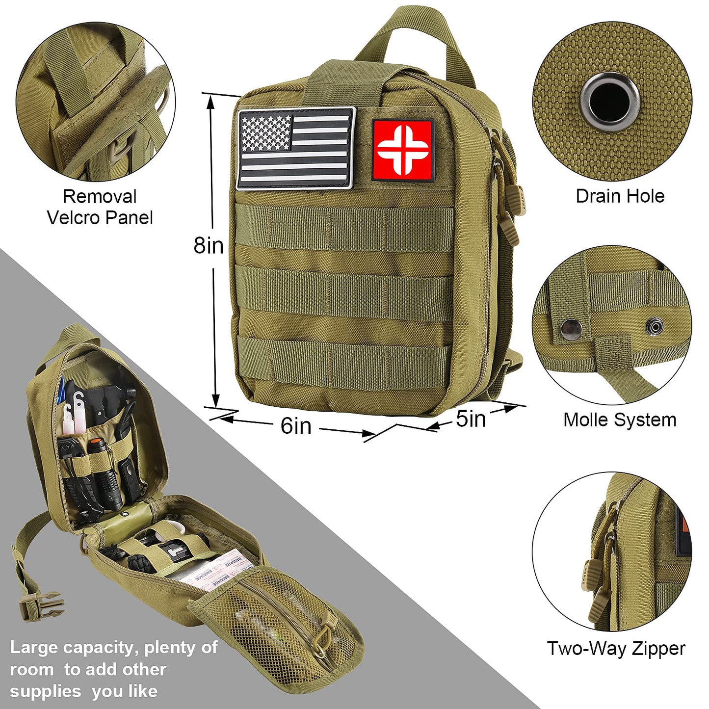 Survival Kit and First Aid Kit, 142Pcs Professional Survival Gear and Equipment with Molle Pouch, for Men Dad Husband Who Likes Camping Outdoor Adventure…