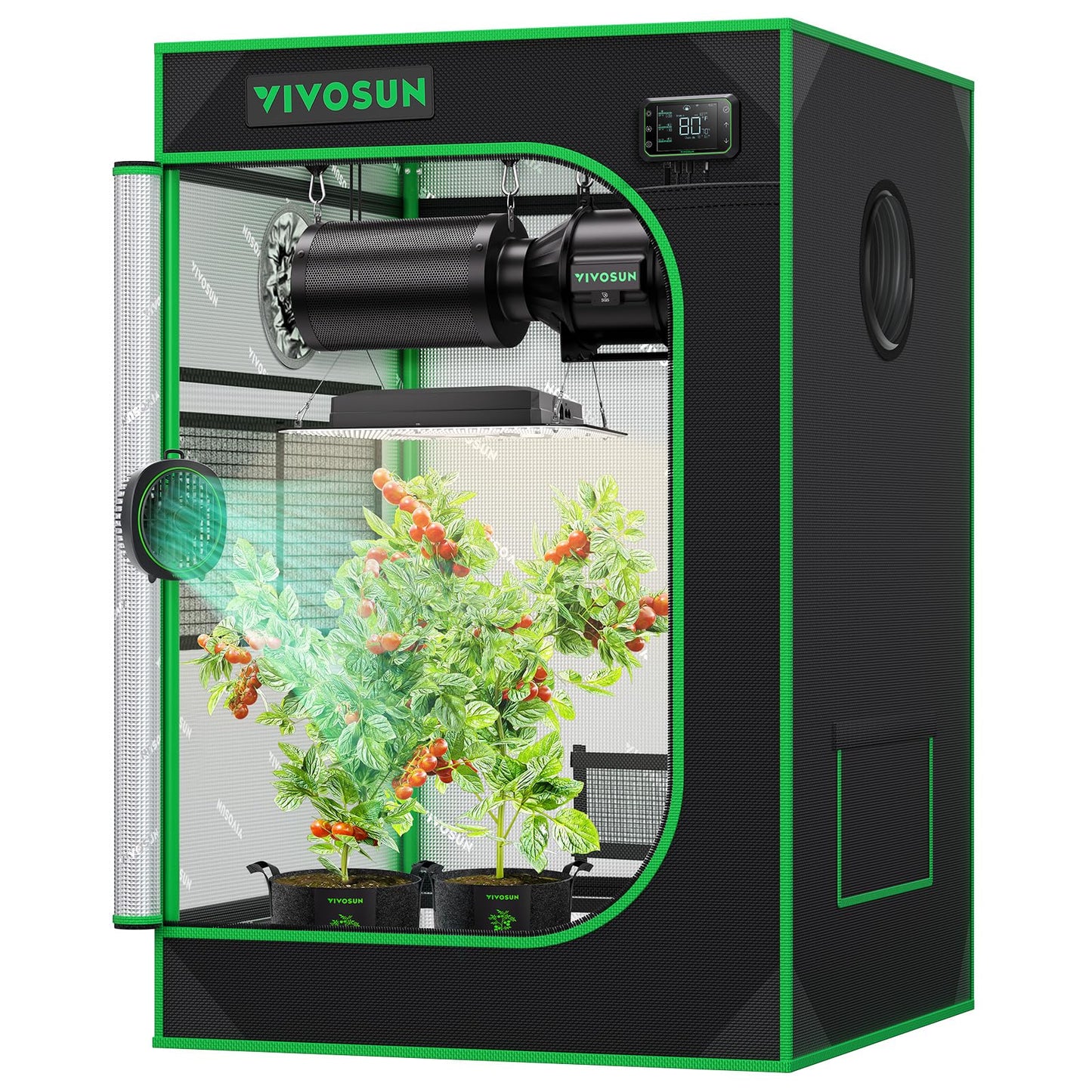VIVOSUN S425 4x2 Grow Tent, 48"x24"x60" High Reflective Mylar with Observation Window and Floor Tray for Hydroponics Indoor Plant for VS2000